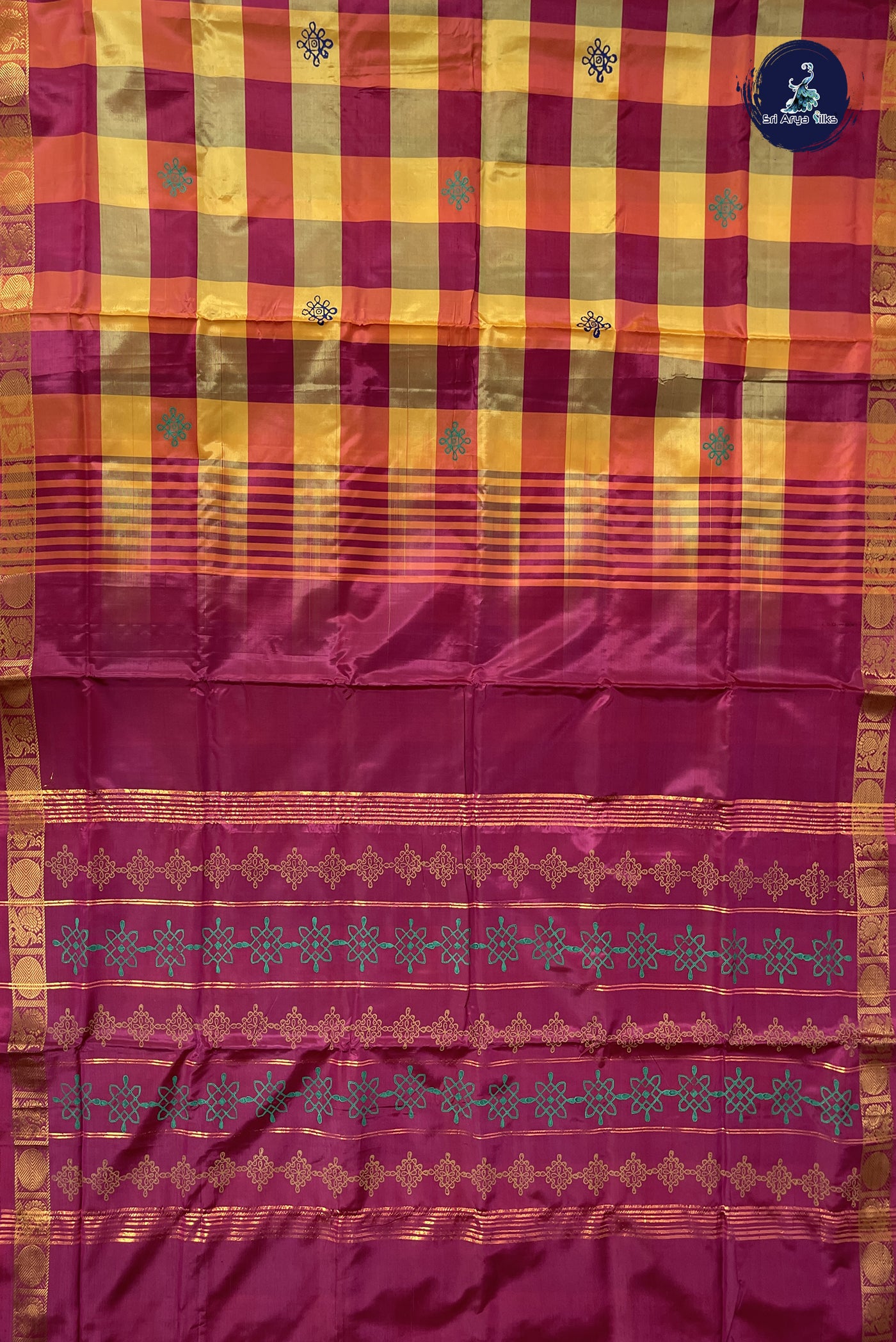 Multi Colour Vaazhainaar Pattu Madisar Silk Saree With Paalum Pazham Kattam Pattern
