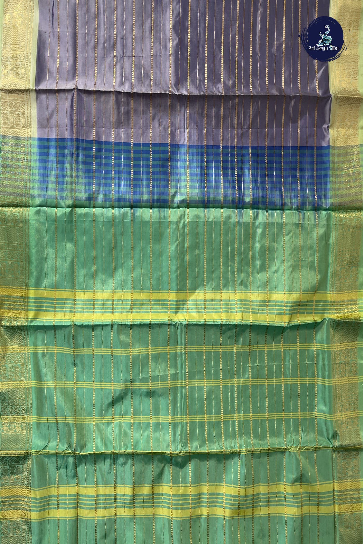 Mauve Vaazhainaar Pattu Madisar Silk Saree With Veldhari Stripes Pattern