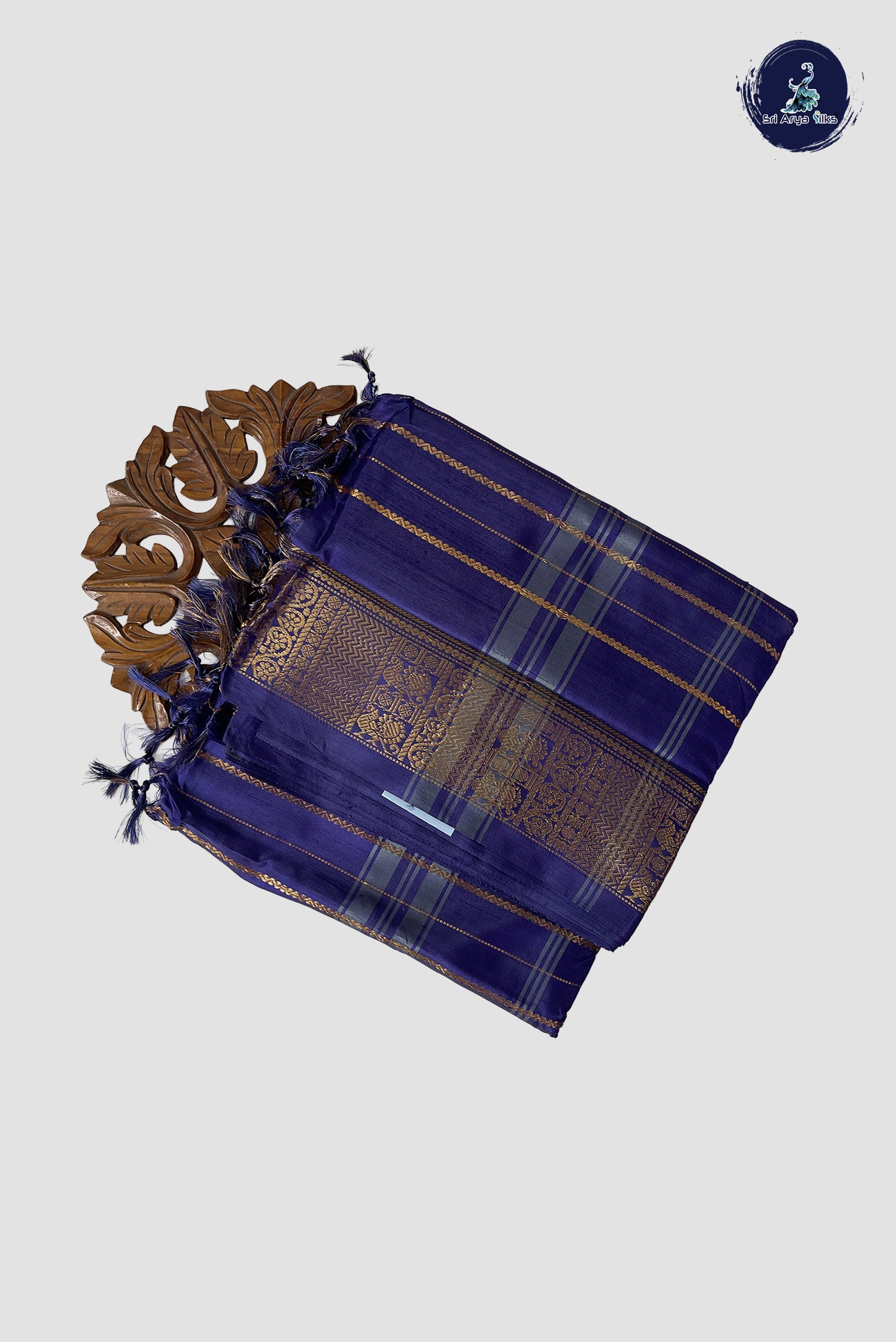 Dual Tone Blue Vaazhainaar Pattu Madisar Silk Saree With Veldhari Stripes Pattern