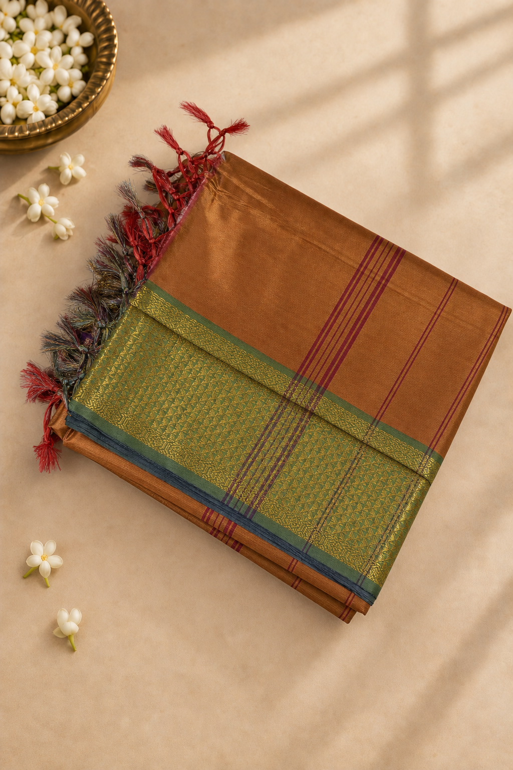 Pink Vaazhainaar Pattu Madisar Silk Saree With Plain Pattern
