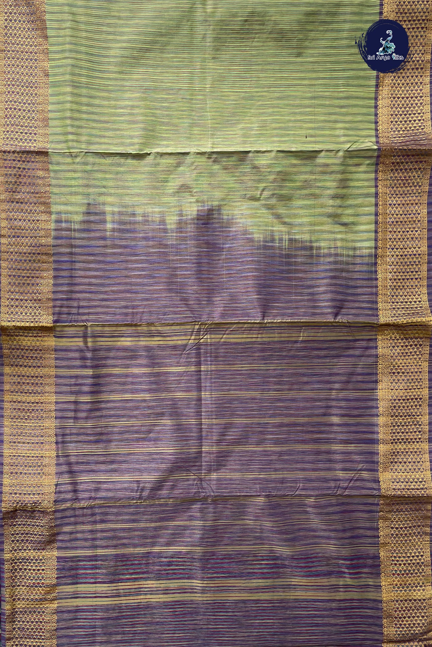 Green Vaazhainaar Pattu Madisar Silk Saree With Stripes Pattern