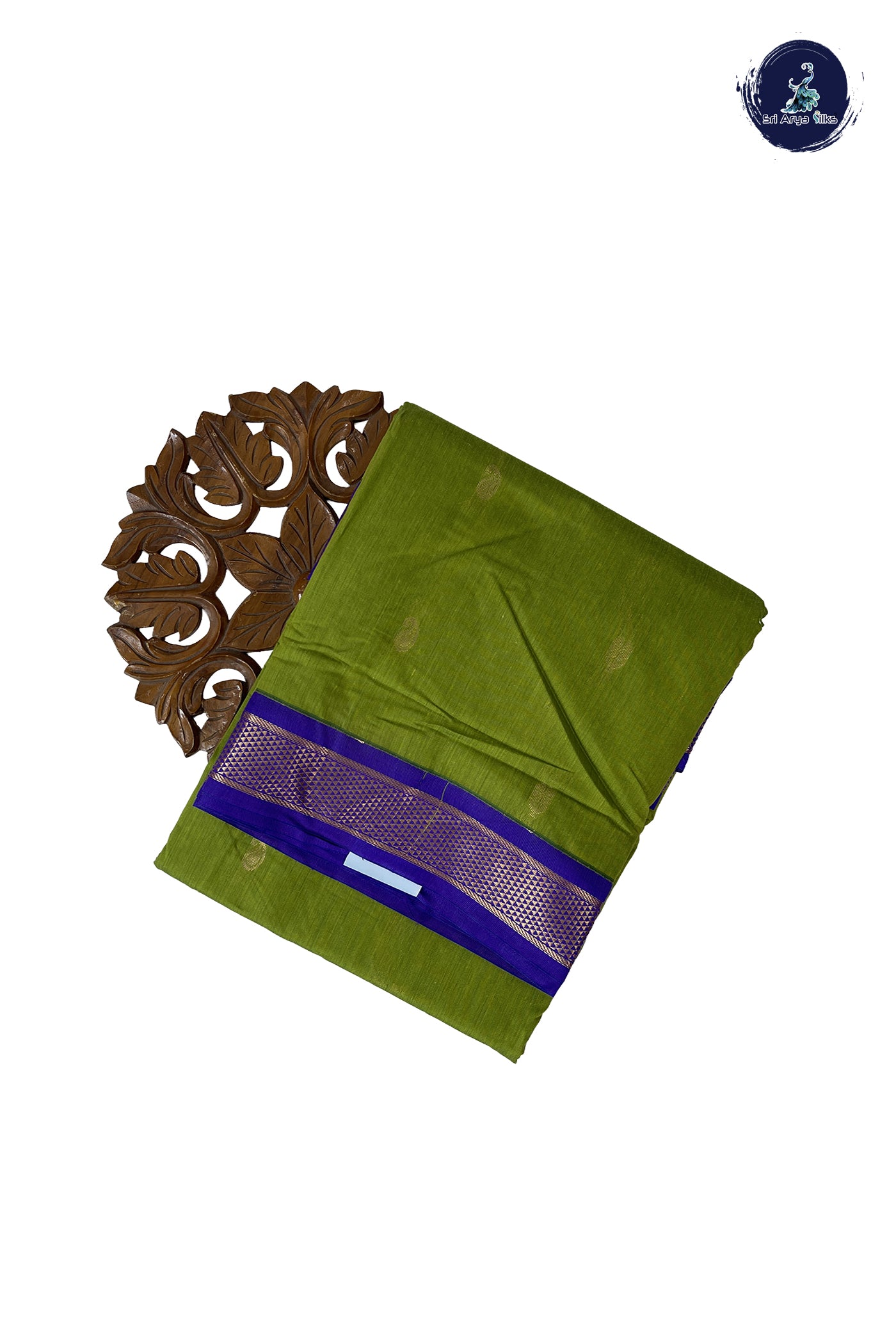 Light Green Madisar Semi Silk Cotton Saree With Zari Buttas Pattern