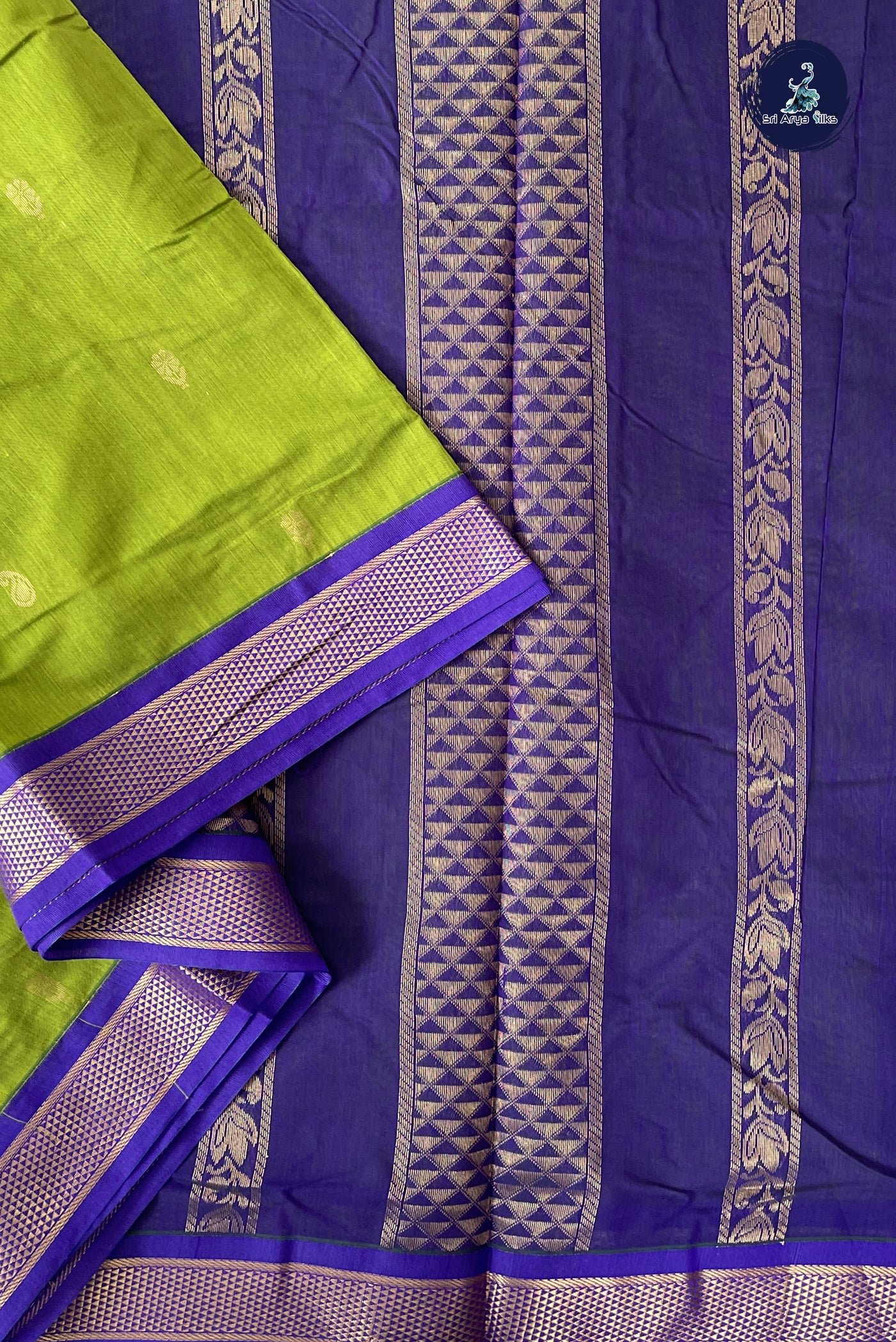Light Green Madisar Semi Silk Cotton Saree With Zari Buttas Pattern