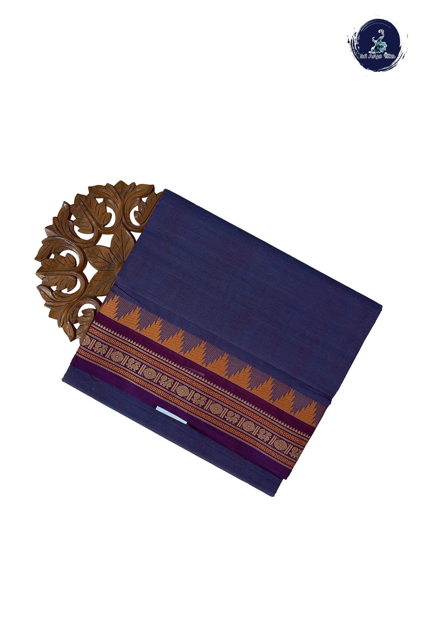 Dual Tone Blue 10 Yards Madisar Cotton Saree With Plain Pattern