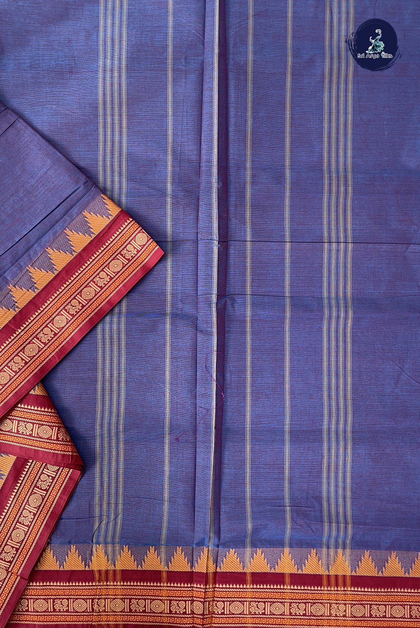 Dual Tone Blue 10 Yards Madisar Cotton Saree With Plain Pattern