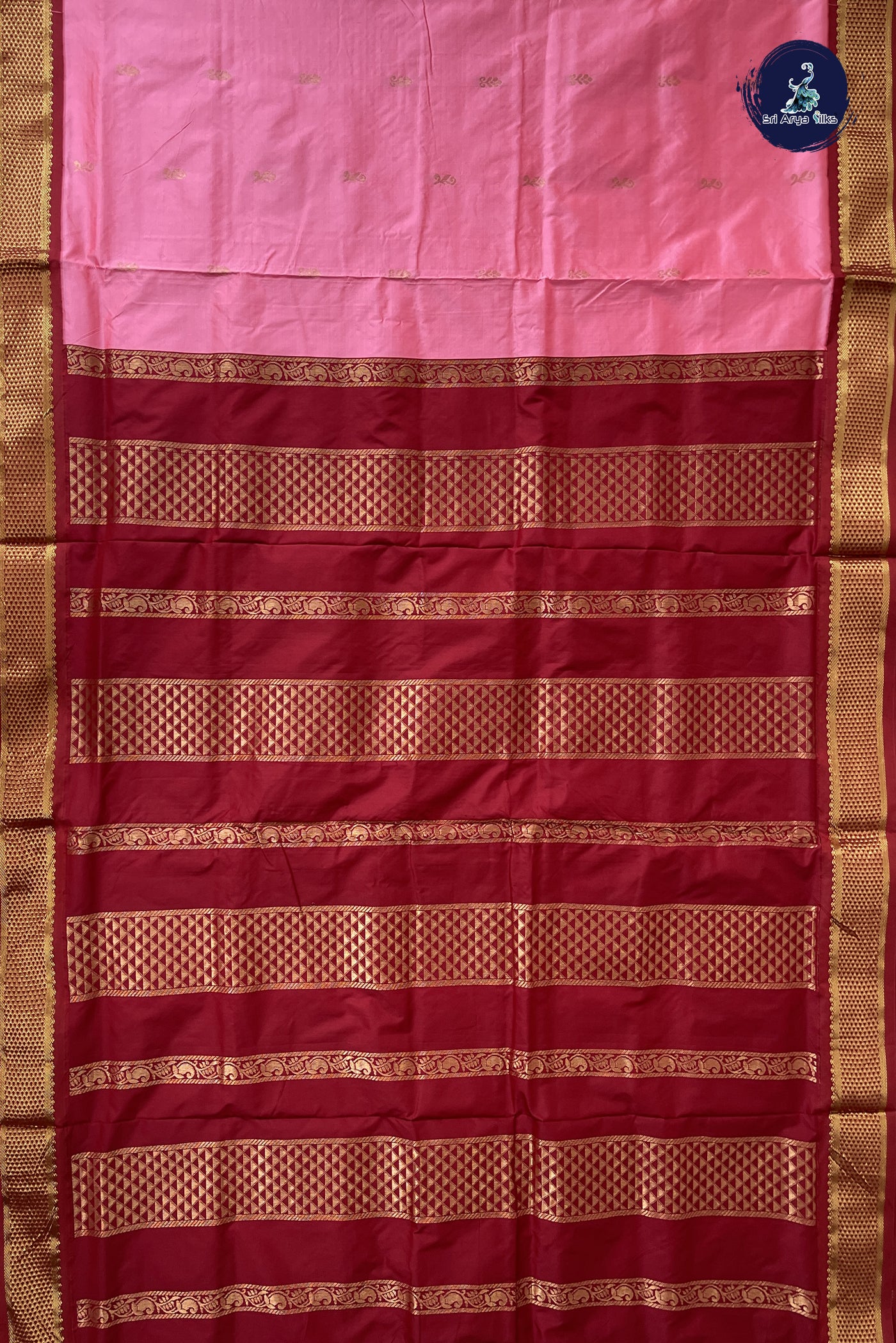 Lotus Pink Madisar Semi Silk Saree With Zari Buttas Pattern