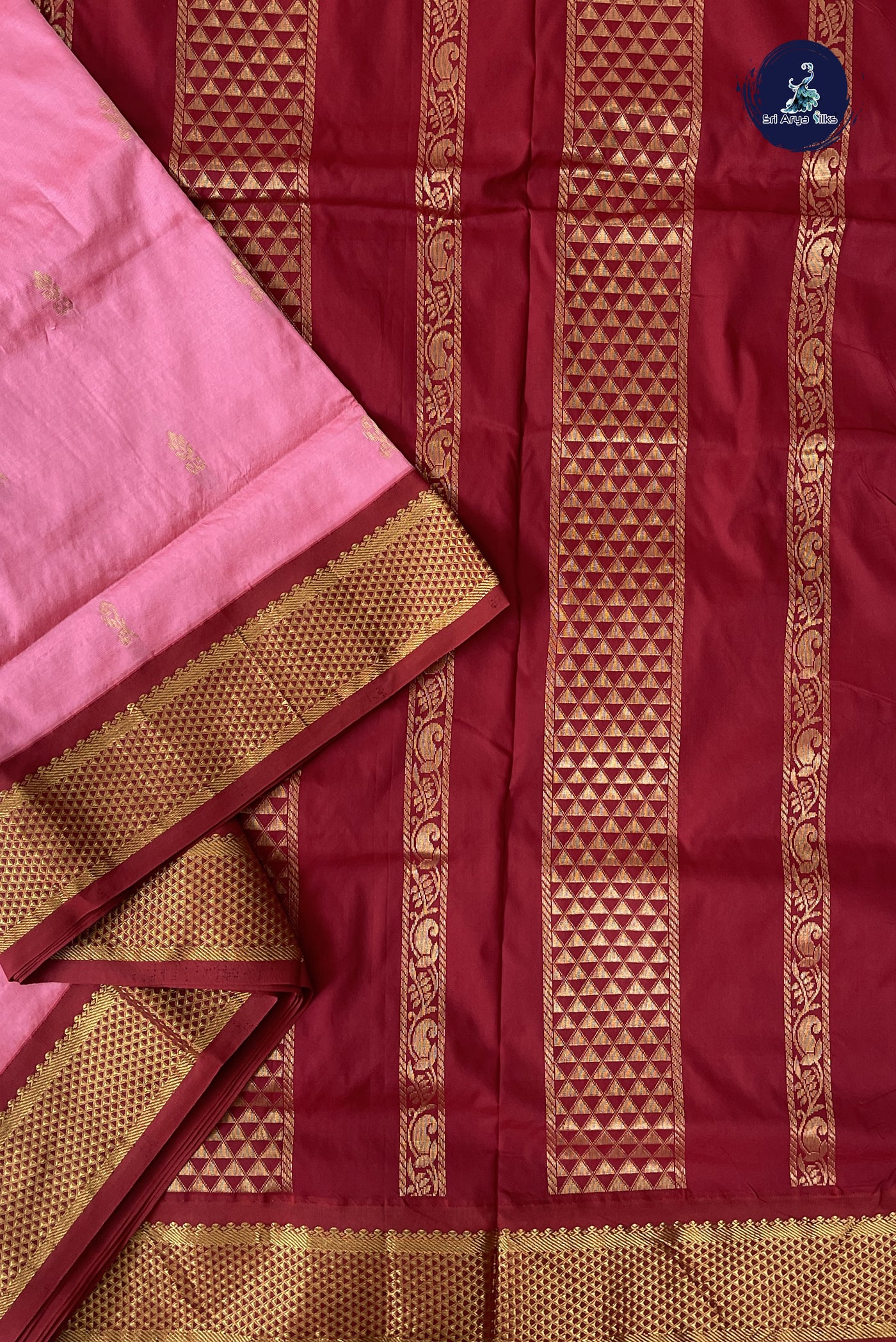 Lotus Pink Madisar Semi Silk Saree With Zari Buttas Pattern