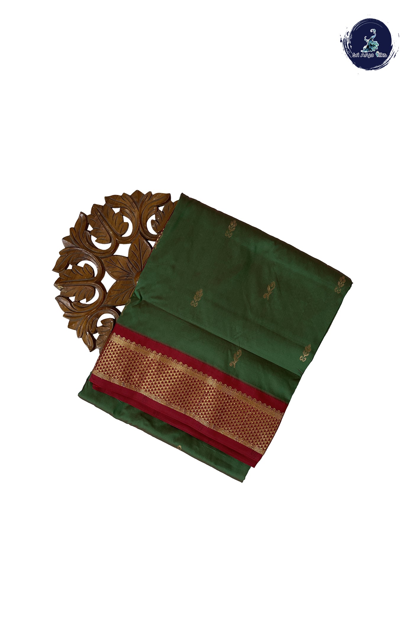 Dual Tone Green Madisar Semi Silk Saree With Zari Buttas Pattern