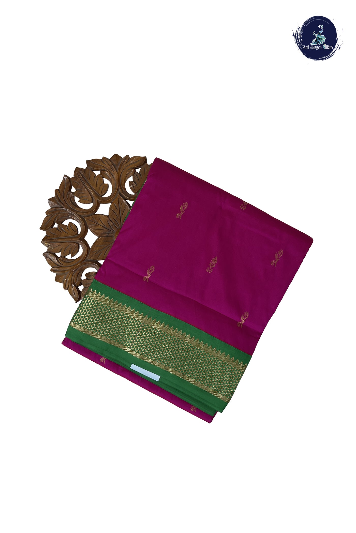 Magenta Madisar Semi Silk Saree With Zari Buttas Pattern