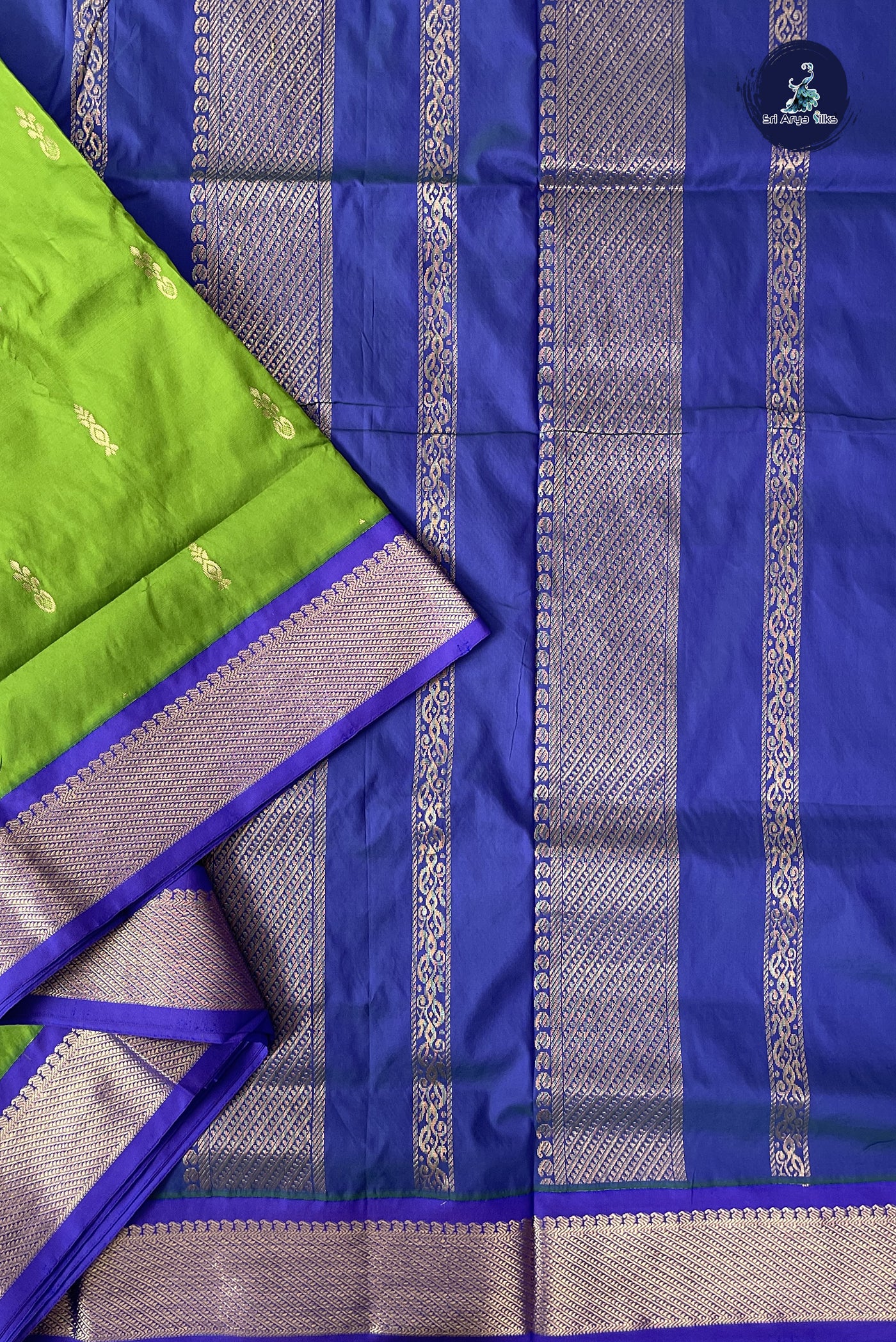 Green Madisar Semi Silk Saree With Zari Buttas Pattern