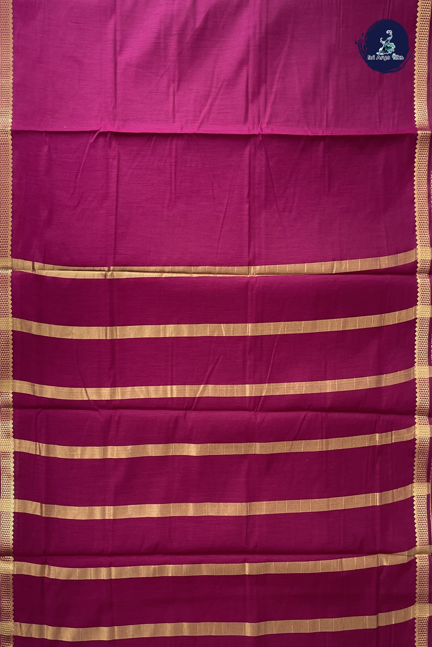 Burgundy Madisar Semi Silk Cotton Saree With Plain Pattern