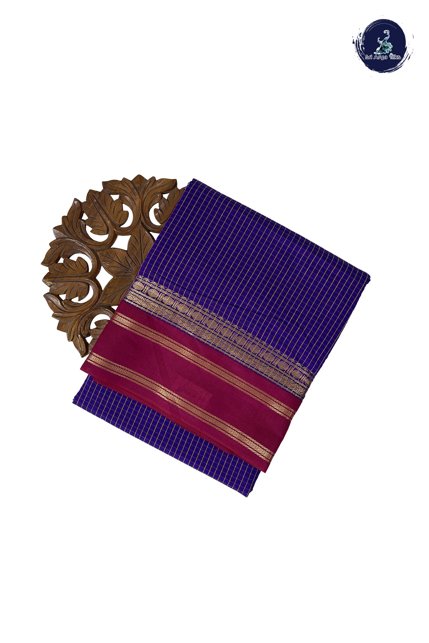 Violet Madisar Semi Silk Cotton Saree With Checked Pattern