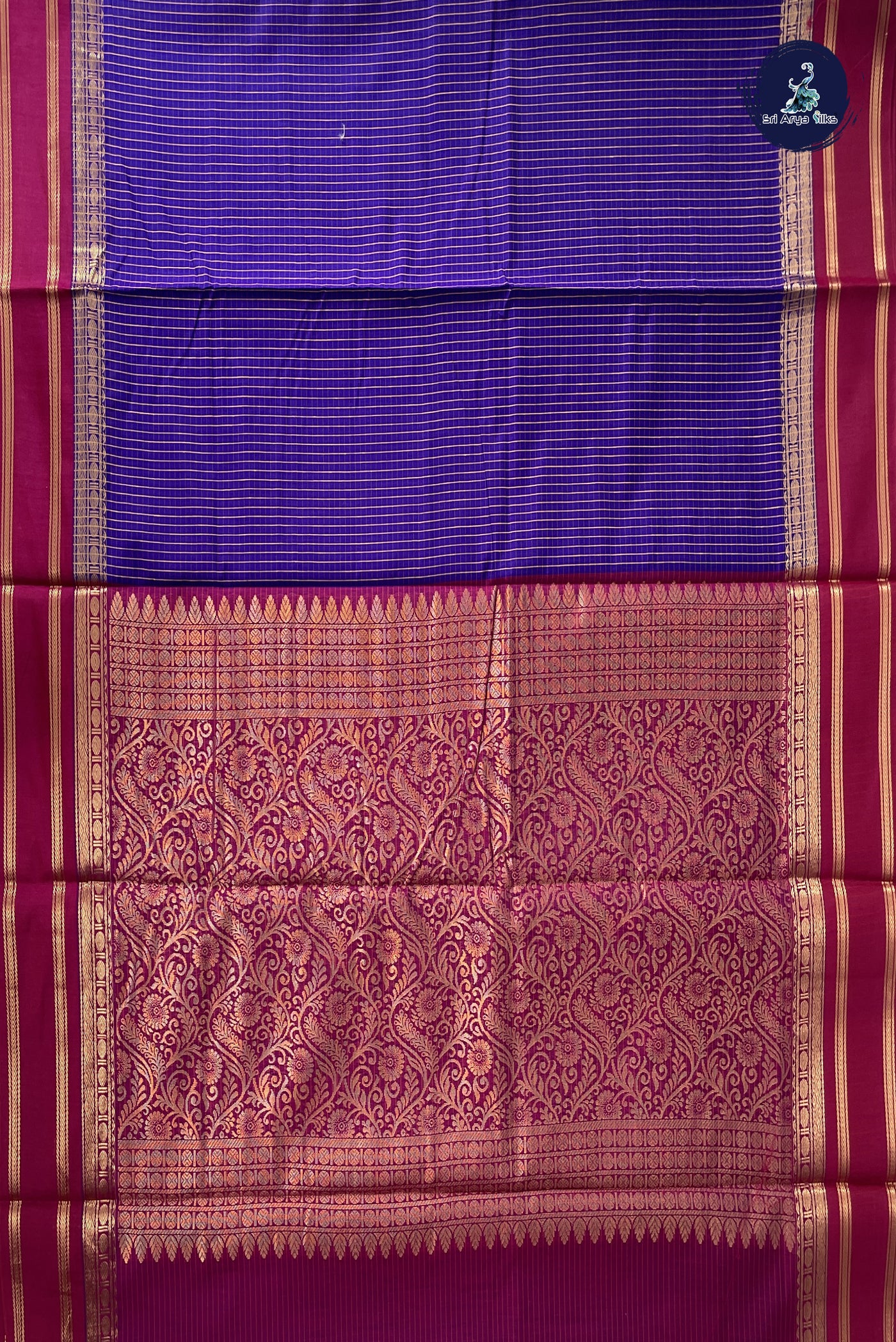 Violet Madisar Semi Silk Cotton Saree With Checked Pattern