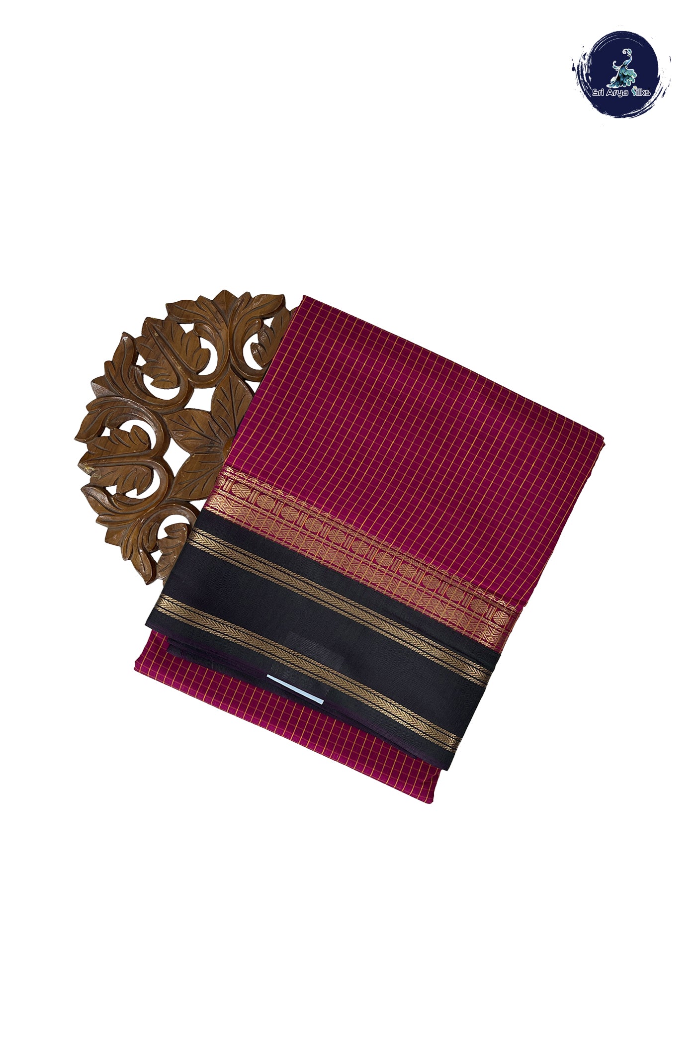 Magenta Madisar Semi Silk Cotton Saree With Checked Pattern