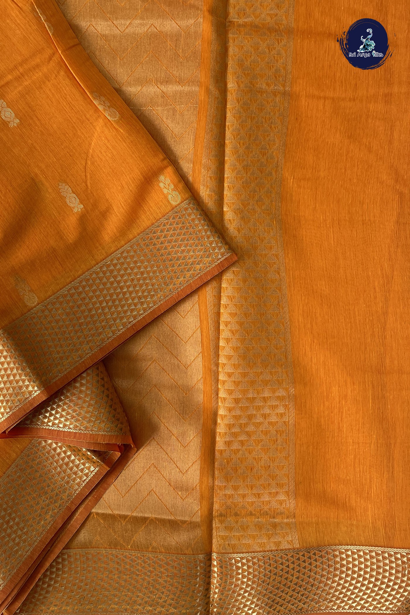 Yellow Madisar Semi Silk Cotton Saree With Zari Buttas Pattern
