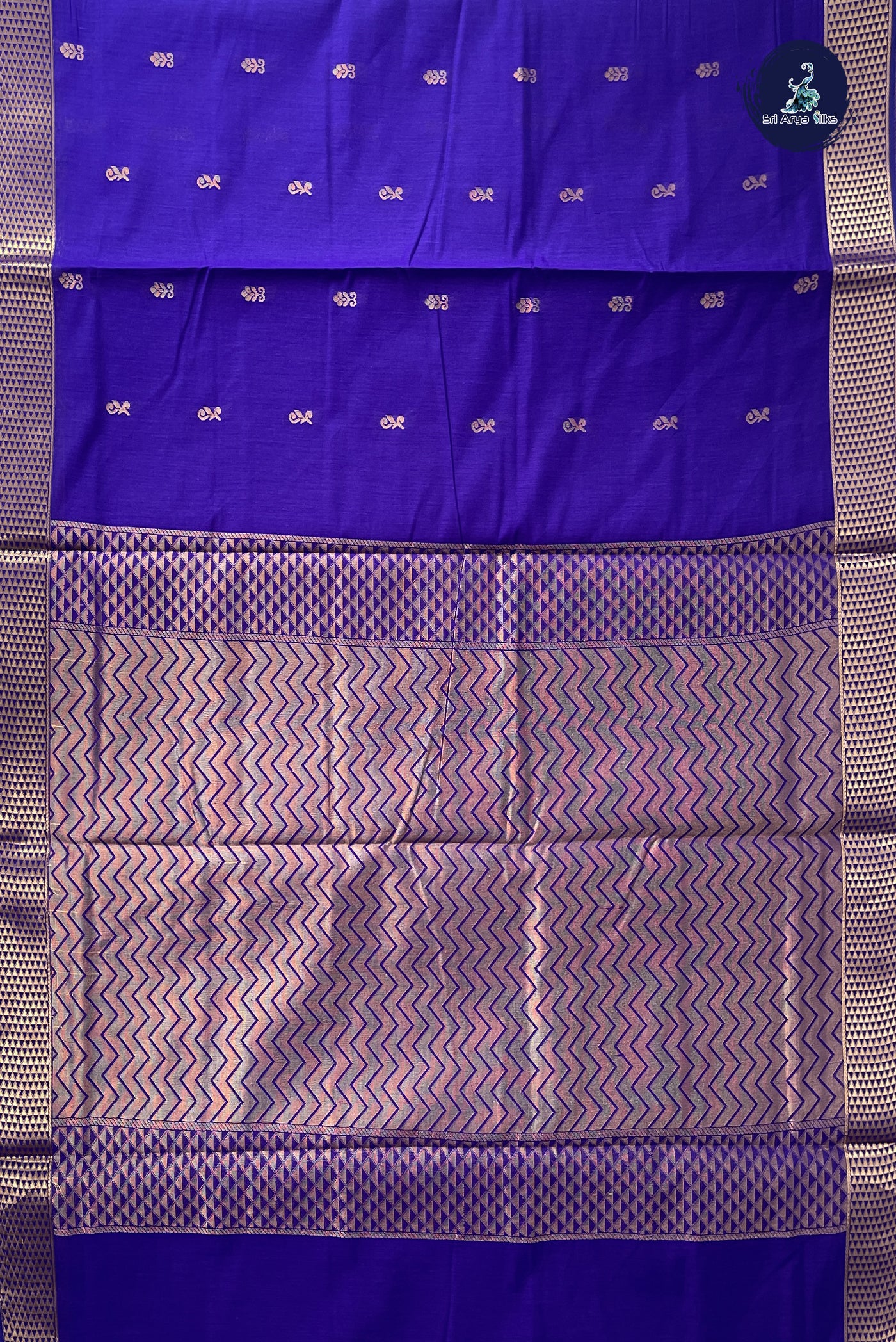 Violet Madisar Semi Silk Cotton Saree With Zari Buttas Pattern