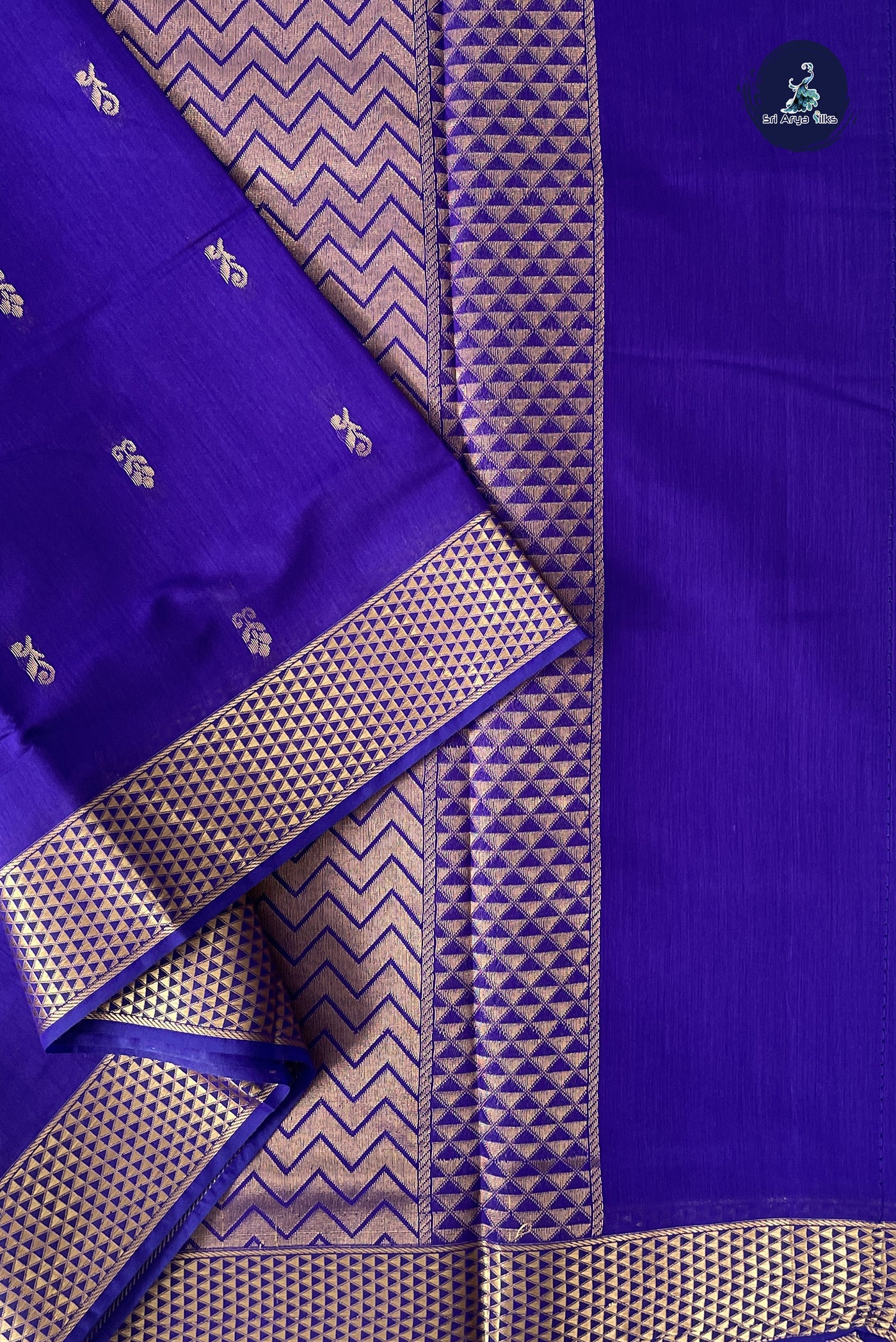 Violet Madisar Semi Silk Cotton Saree With Zari Buttas Pattern