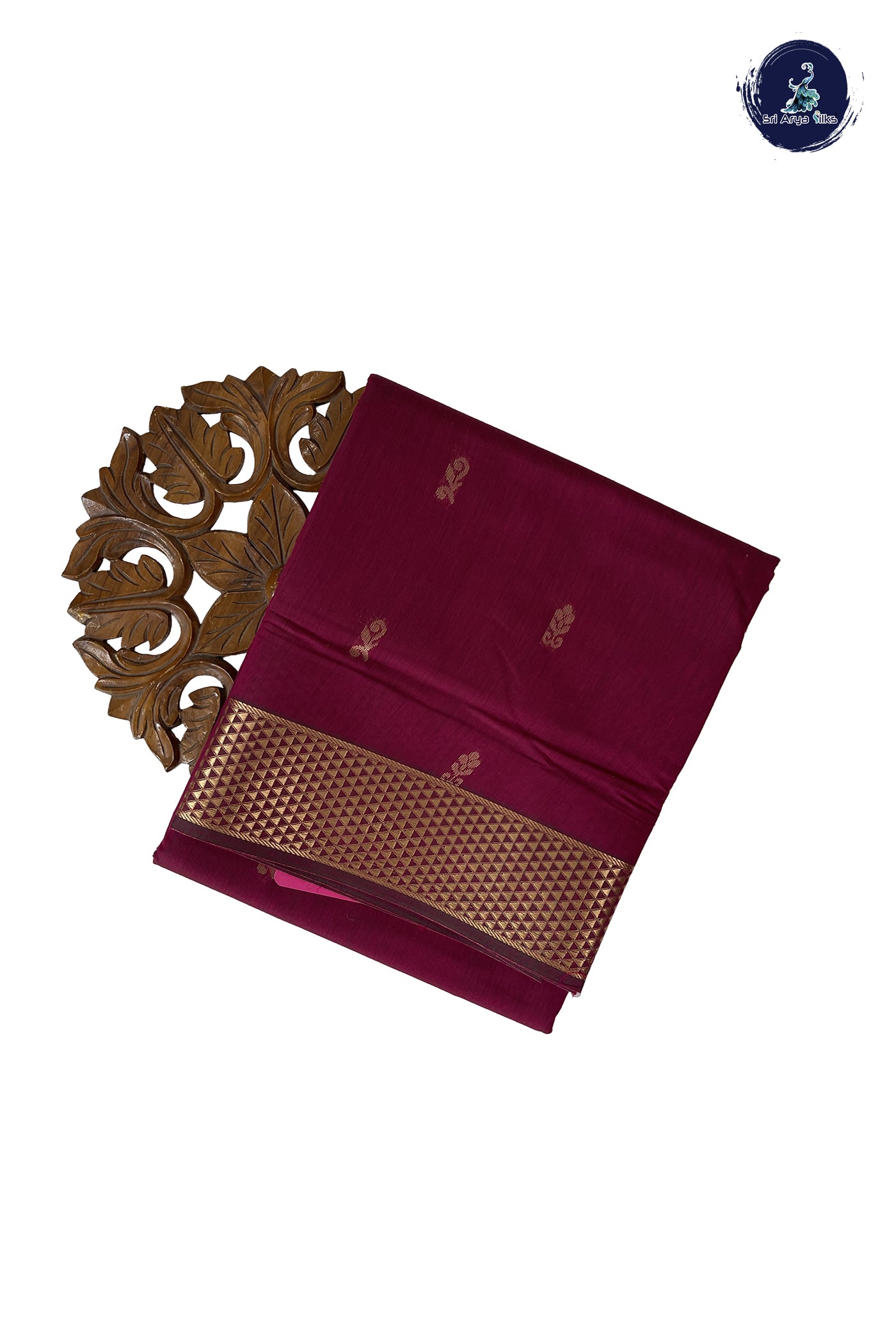 Pinkish Maroon Madisar Semi Silk Cotton Saree With Zari Buttas Pattern