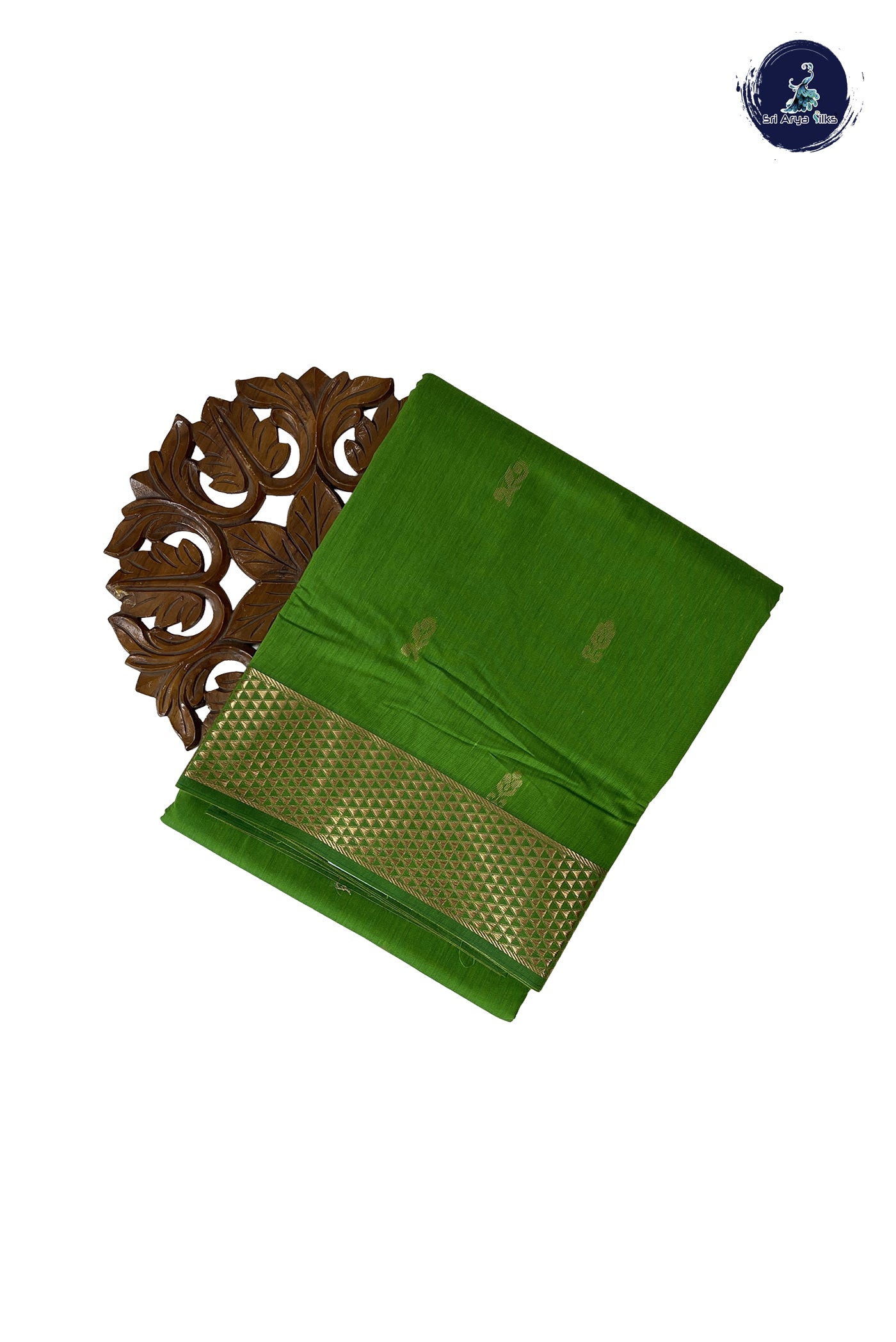 Light Green Madisar Semi Silk Cotton Saree With Zari Buttas Pattern