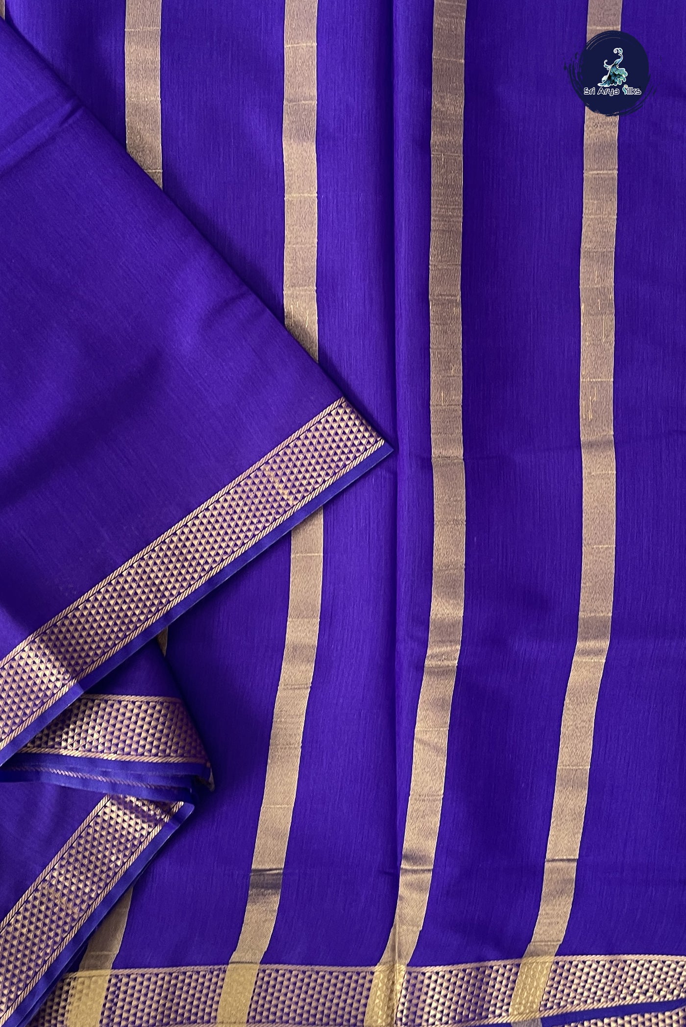 Violet Madisar Semi Silk Cotton Saree With Plain Pattern