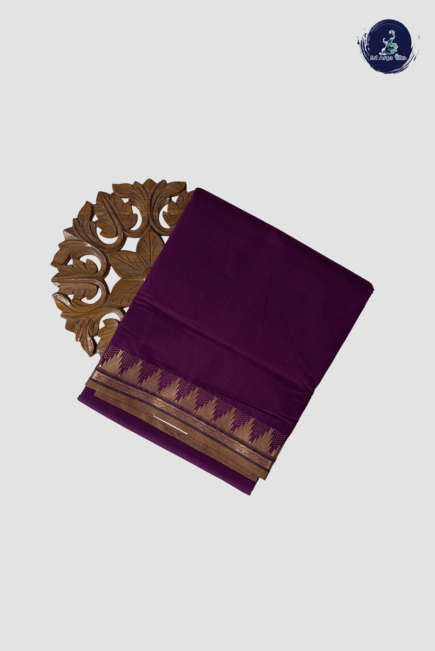 Burgundy Madisar Semi Silk Cotton Saree With Plain Pattern