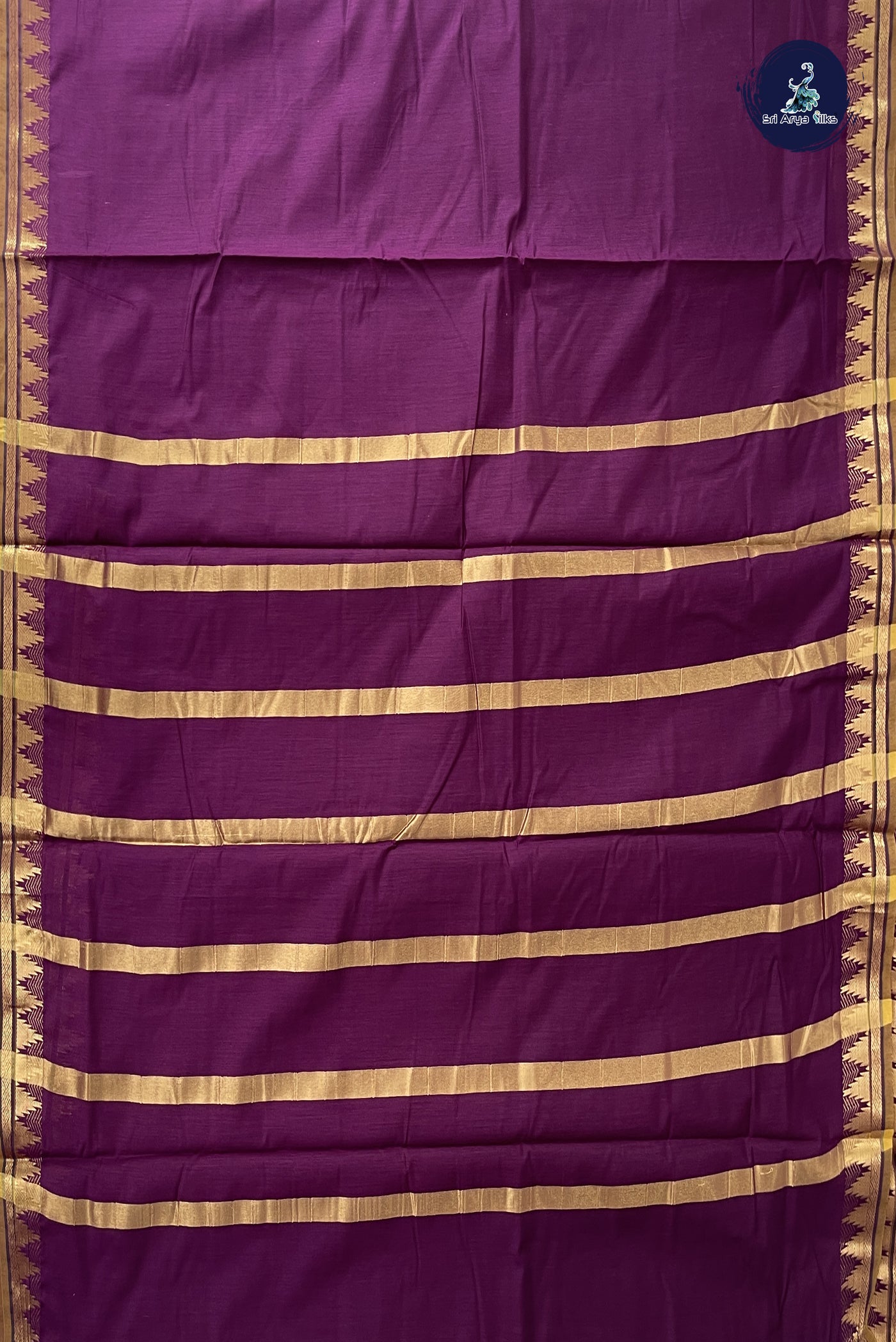 Burgundy Madisar Semi Silk Cotton Saree With Plain Pattern