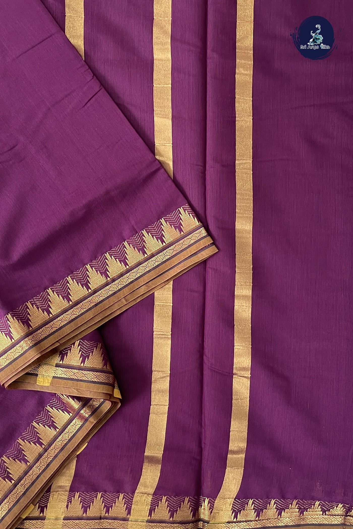 Burgundy Madisar Semi Silk Cotton Saree With Plain Pattern