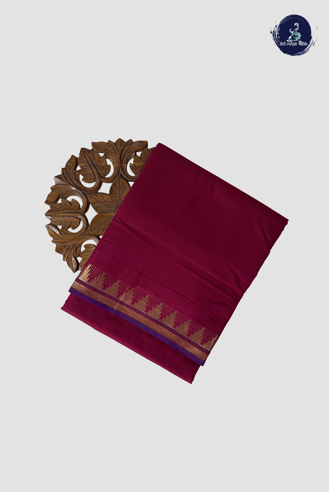 Dark Pink Madisar Semi Silk Cotton Saree With Plain Pattern