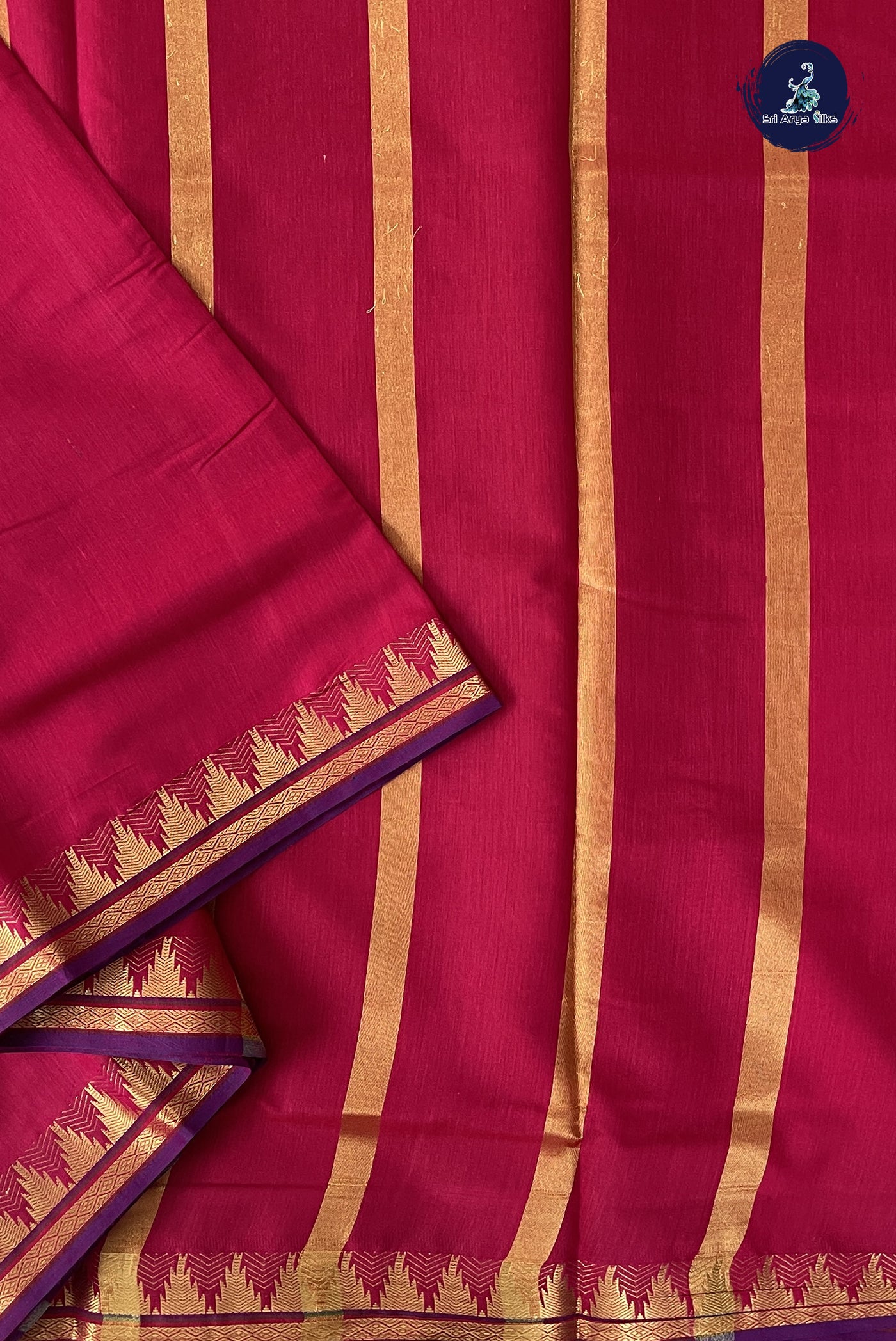Pink Madisar Semi Silk Cotton Saree With Plain Pattern