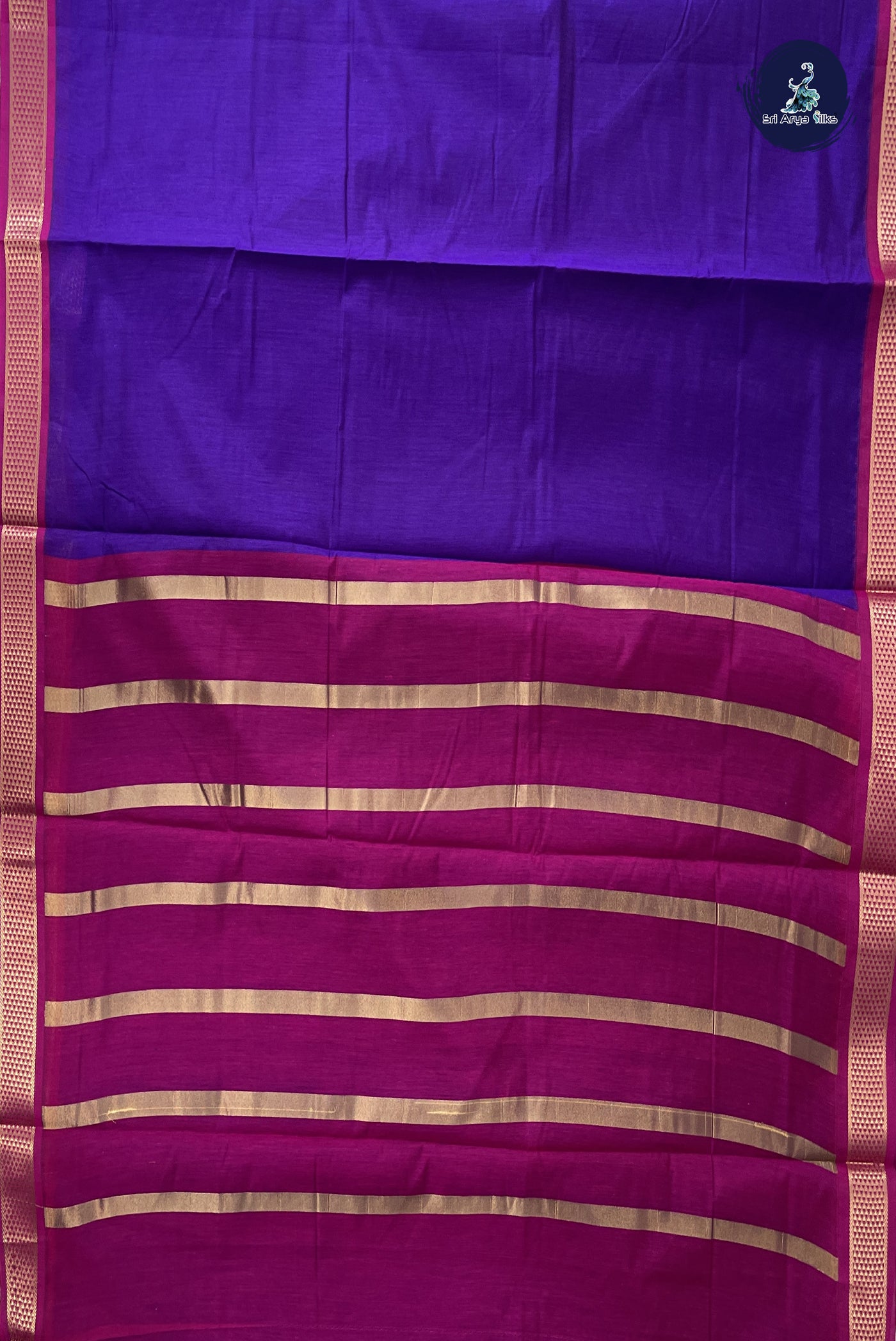 Violet Madisar Semi Silk Cotton Saree With Plain Pattern