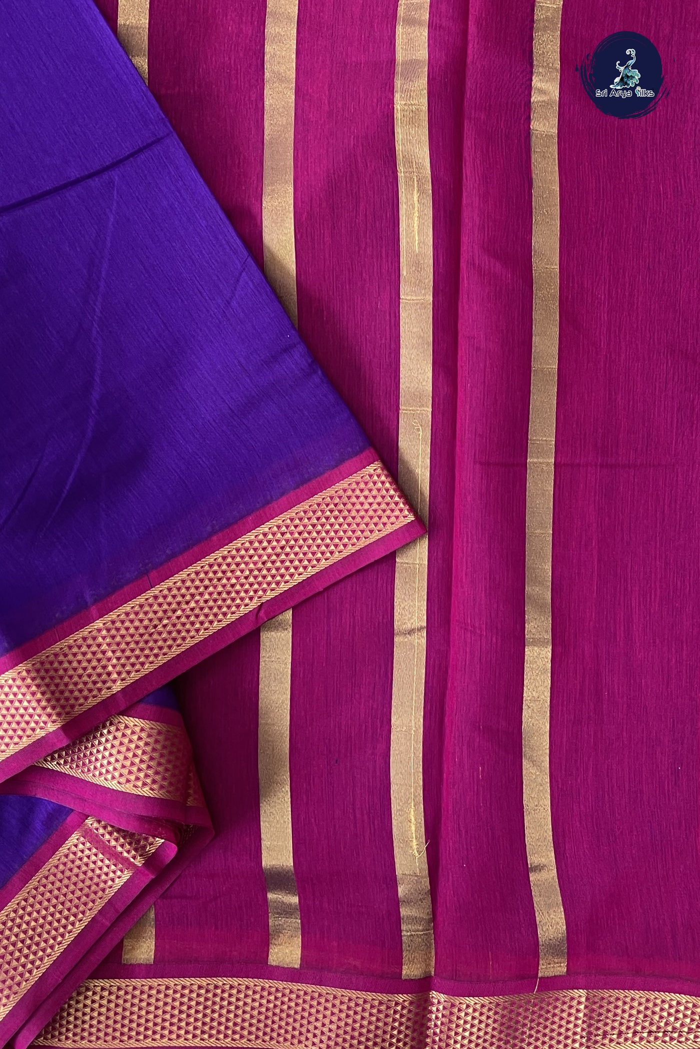 Violet Madisar Semi Silk Cotton Saree With Plain Pattern