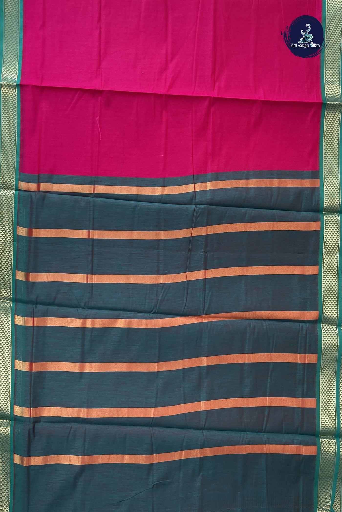 Pink Madisar Semi Silk Cotton Saree With Plain Pattern