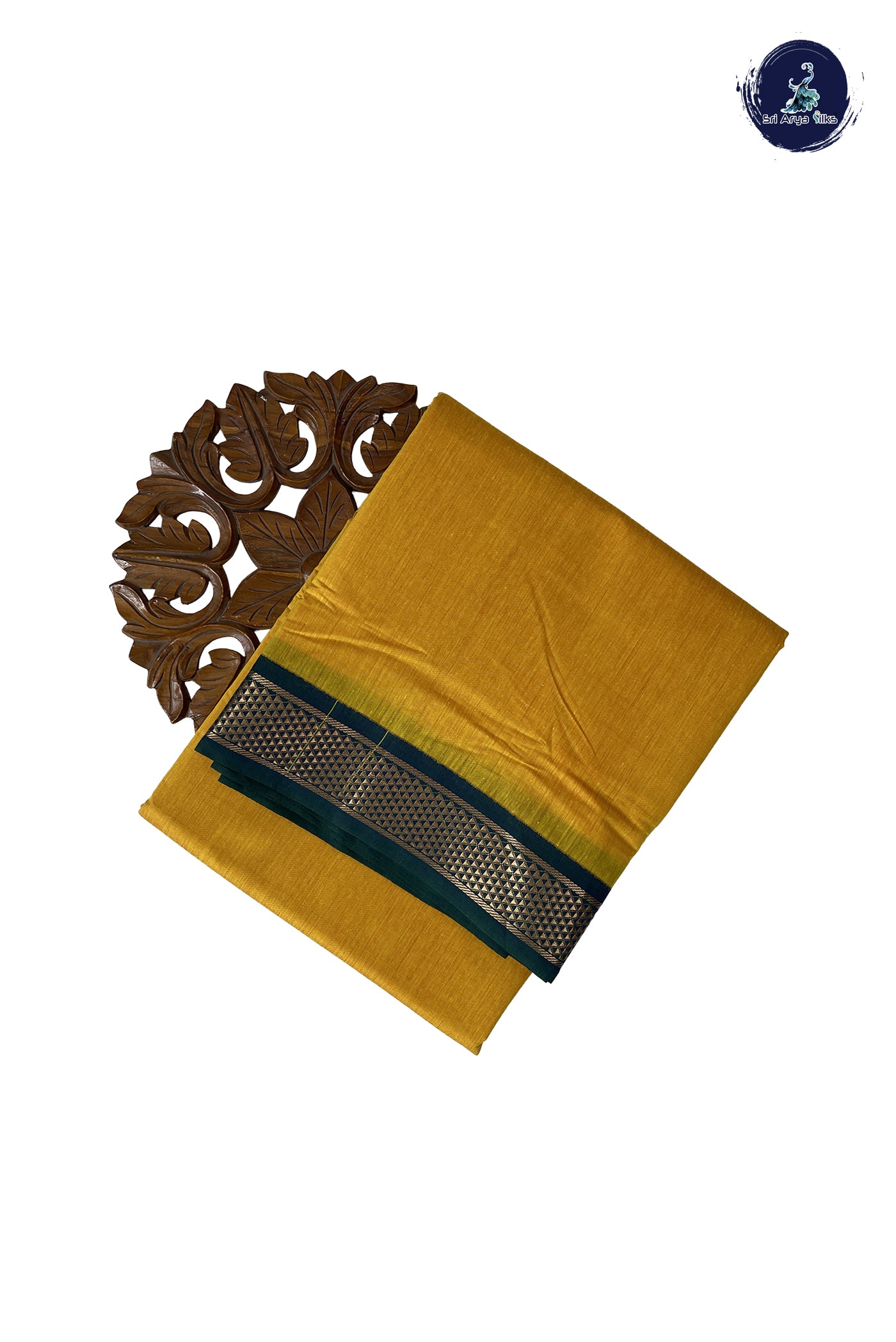 Yellow Madisar Semi Silk Cotton Saree With Plain Pattern