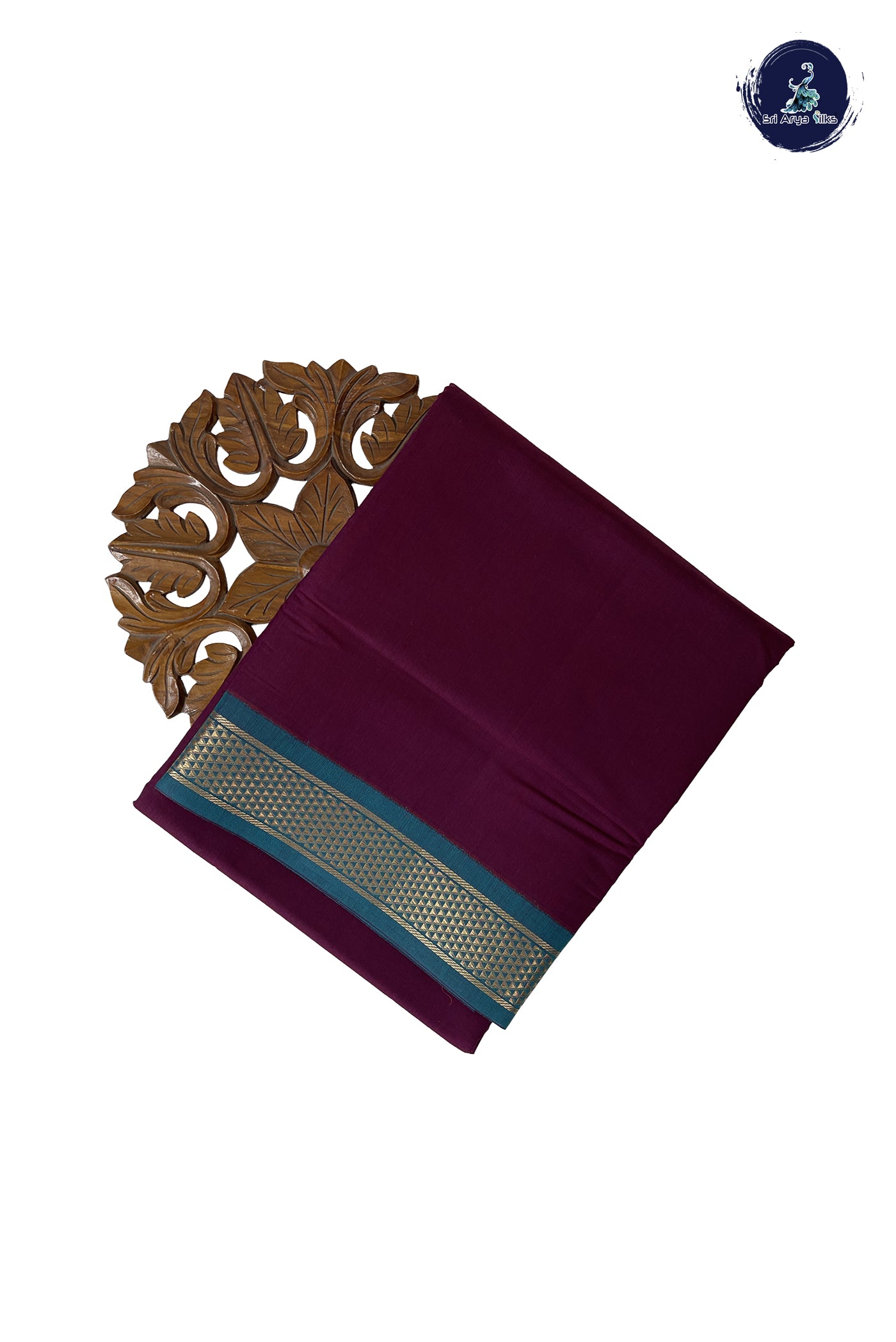 Burgundy Madisar Semi Silk Cotton Saree With Plain Pattern