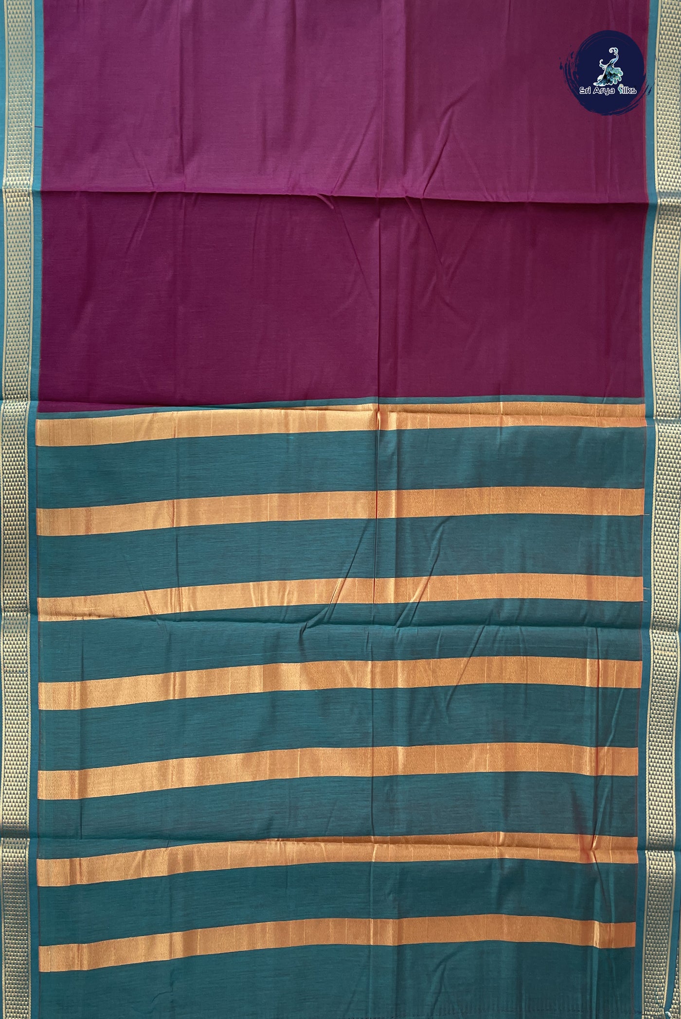 Burgundy Madisar Semi Silk Cotton Saree With Plain Pattern