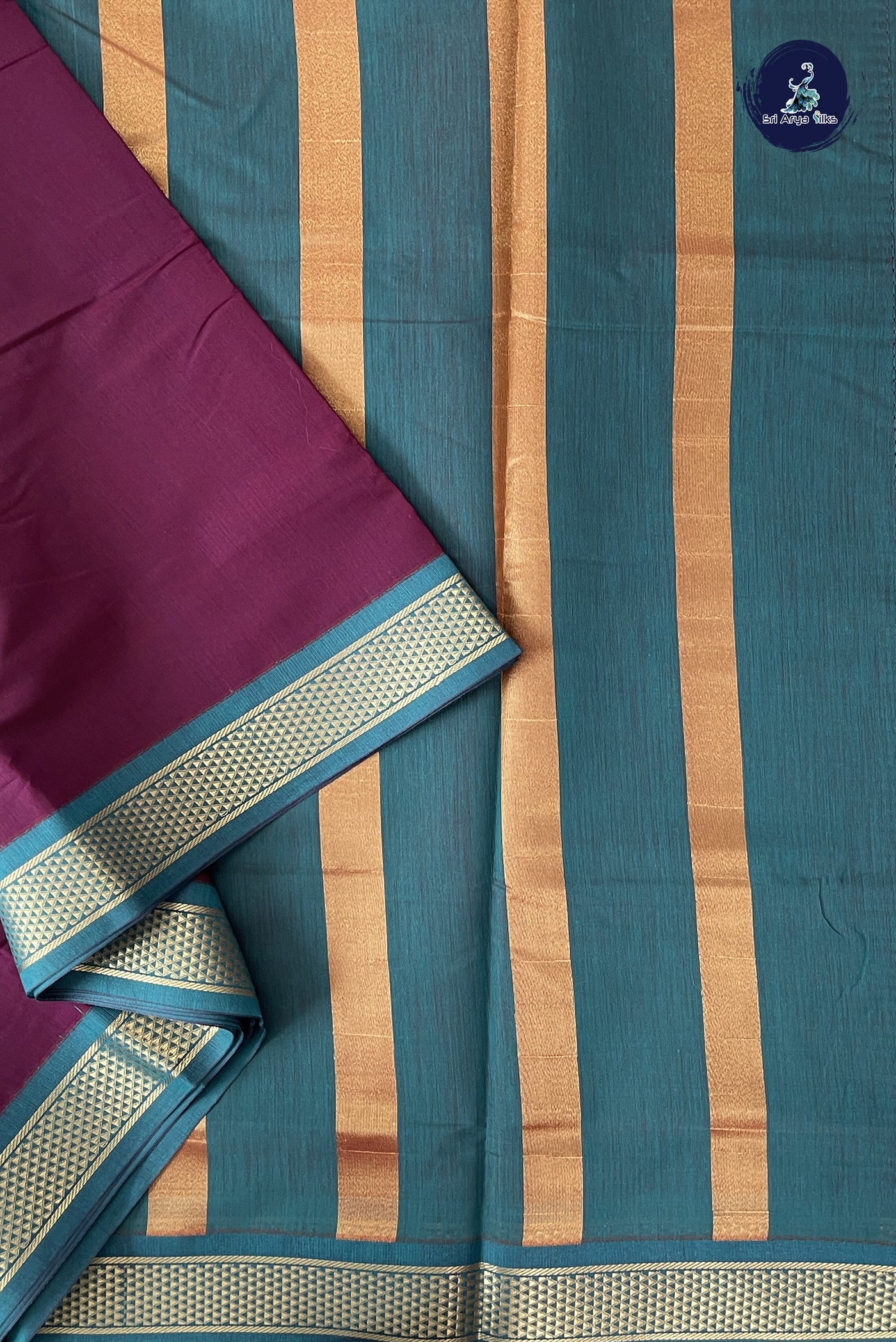 Burgundy Madisar Semi Silk Cotton Saree With Plain Pattern