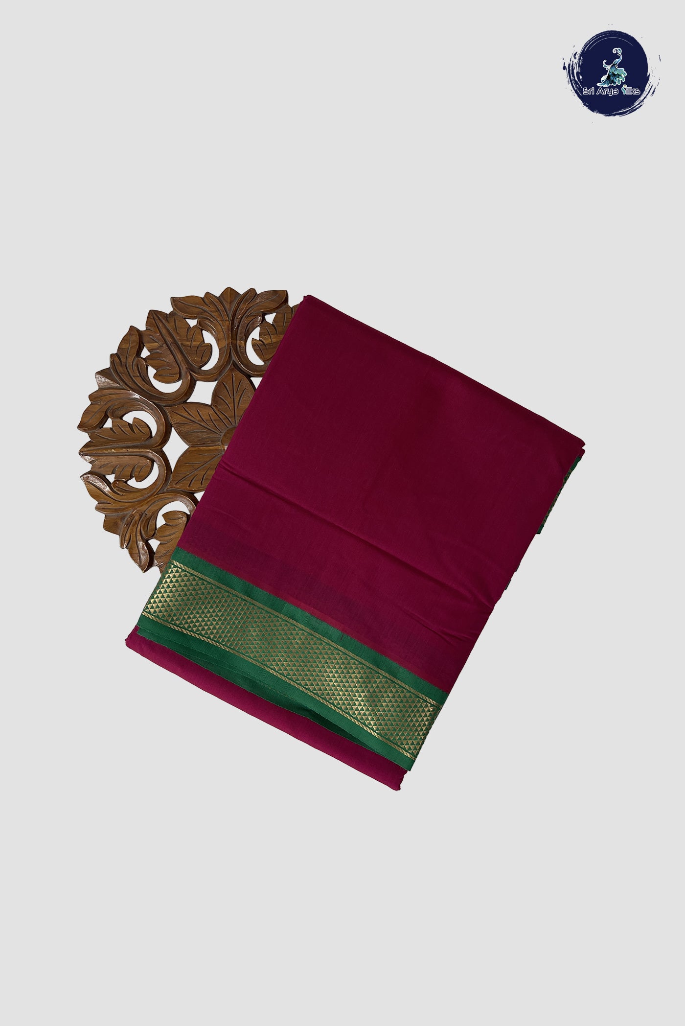 Magenta Purple Madisar Semi Silk Cotton Saree With Plain Pattern