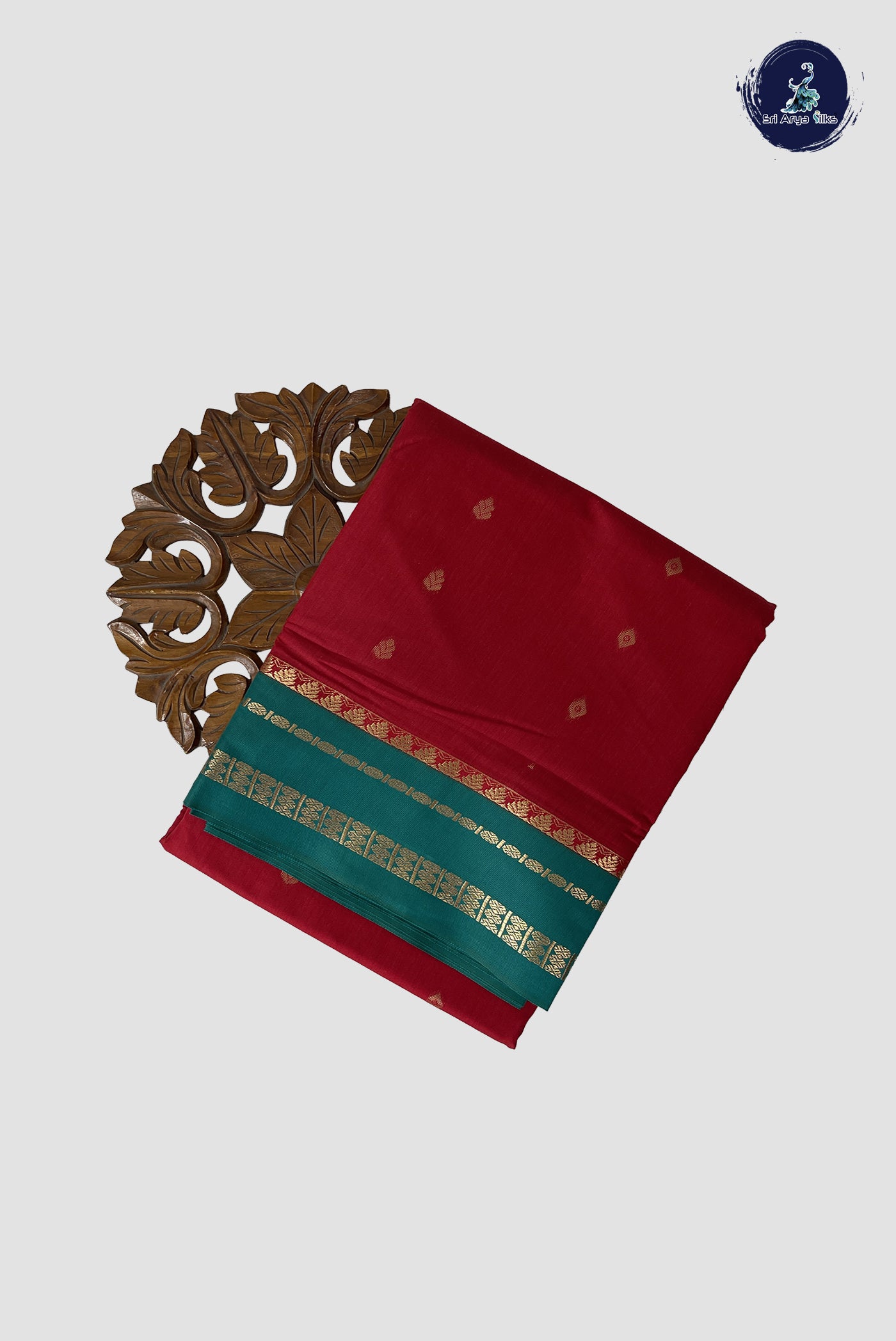 Red Madisar Semi Silk Cotton Saree With Zari Buttas Pattern