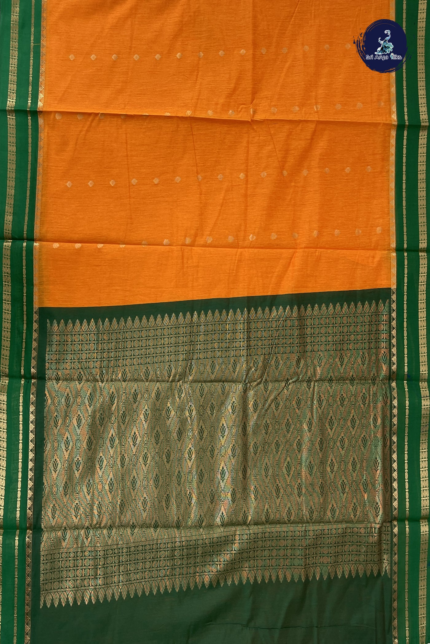 Yellow Madisar Semi Silk Cotton Saree With Zari Buttas Pattern