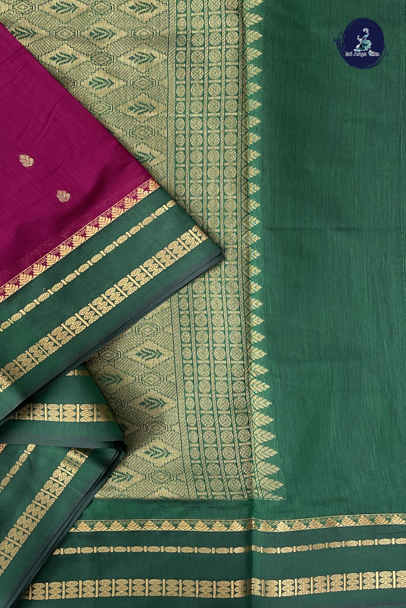 Burgundy Madisar Semi Silk Cotton Saree With Zari Buttas Pattern