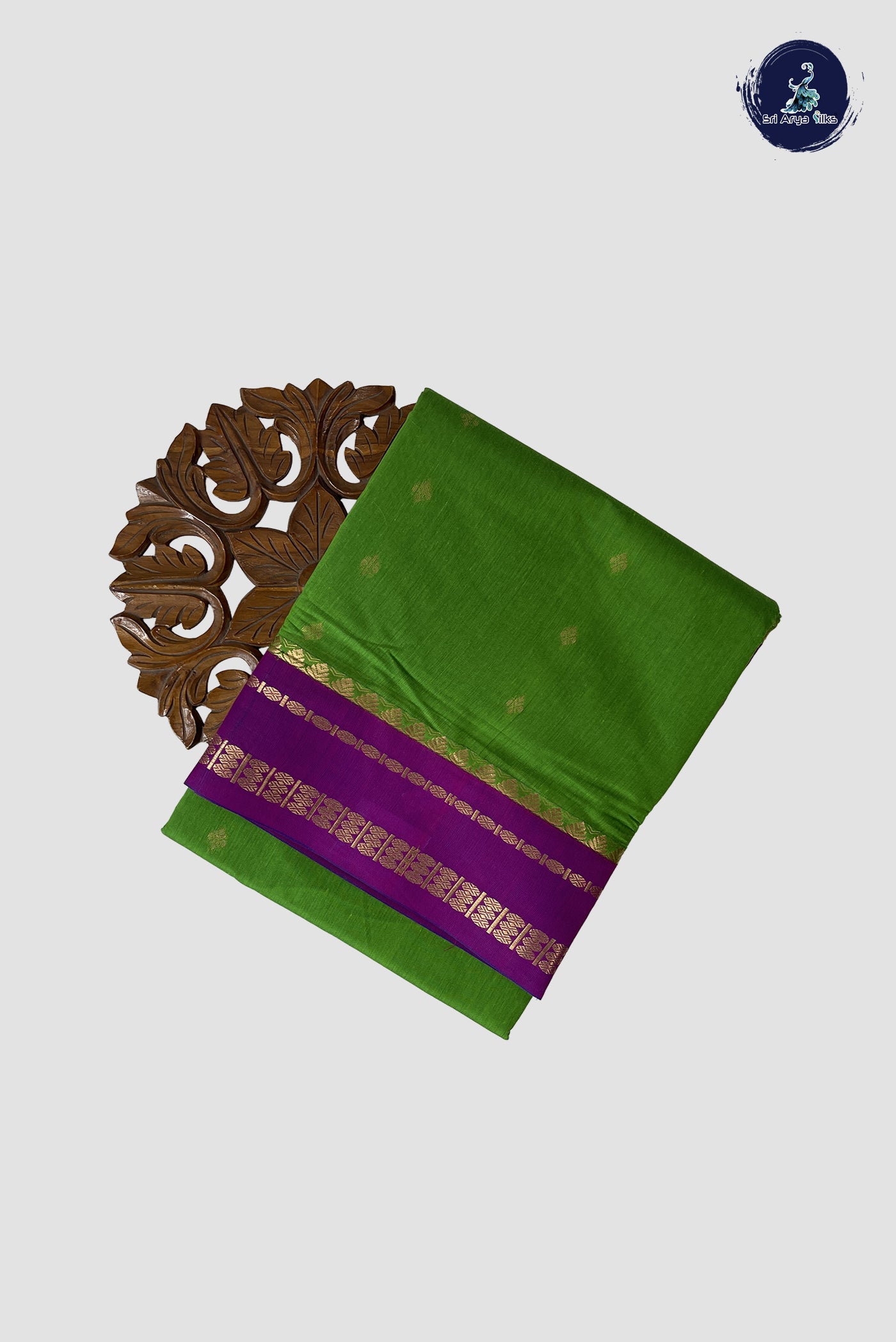 Light Green Madisar Semi Silk Cotton Saree With Zari Buttas Pattern