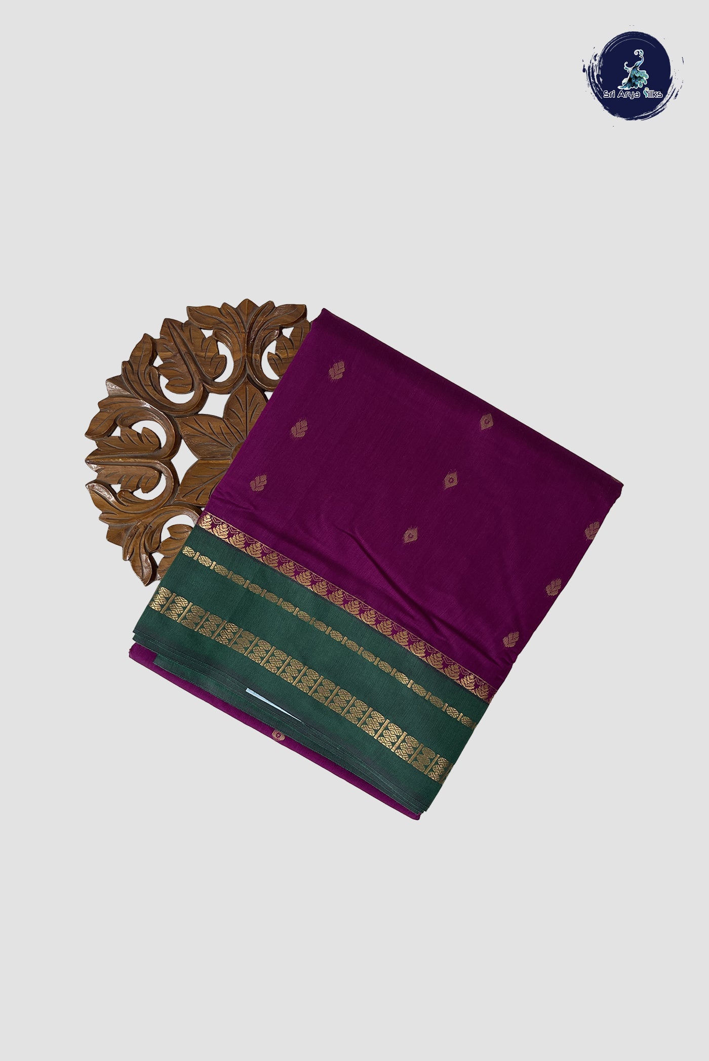 Purple Madisar Semi Silk Cotton Saree With Zari Buttas Pattern