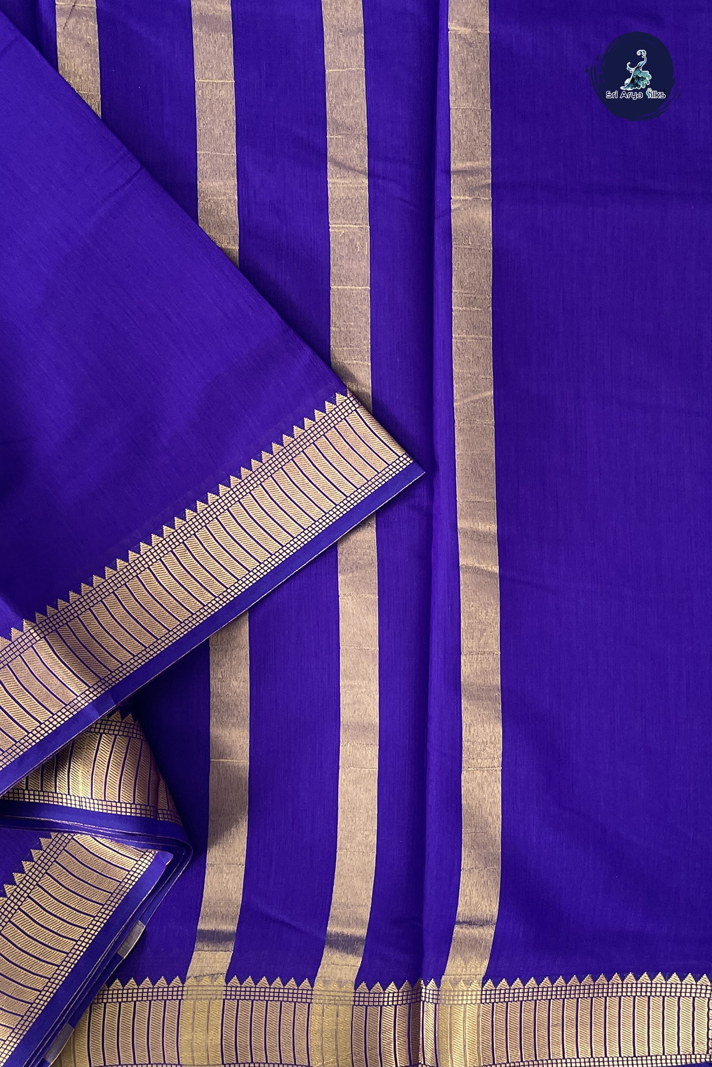Violet Madisar Semi Silk Cotton Saree With Plain Pattern