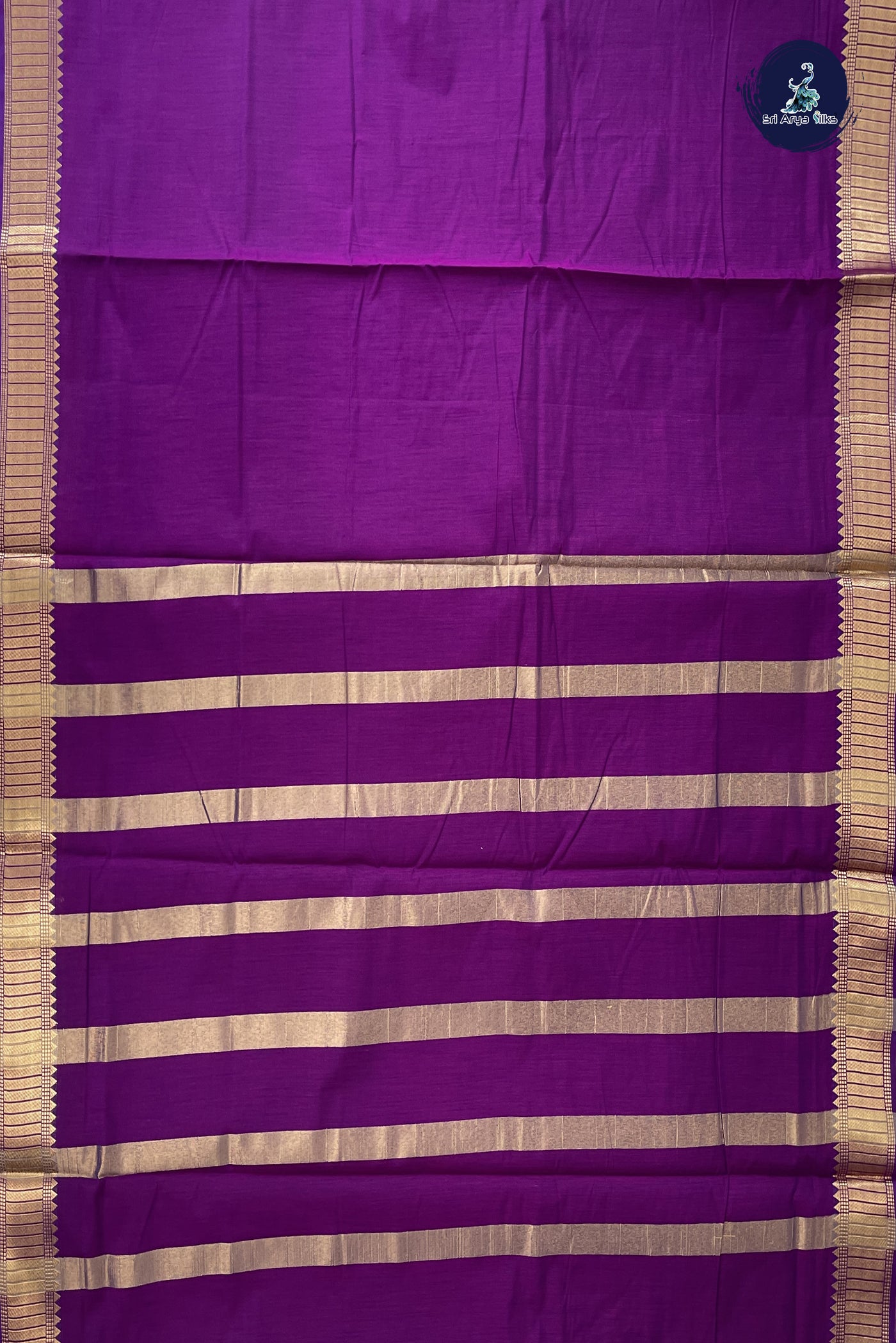 Purple Madisar Semi Silk Cotton Saree With Plain Pattern