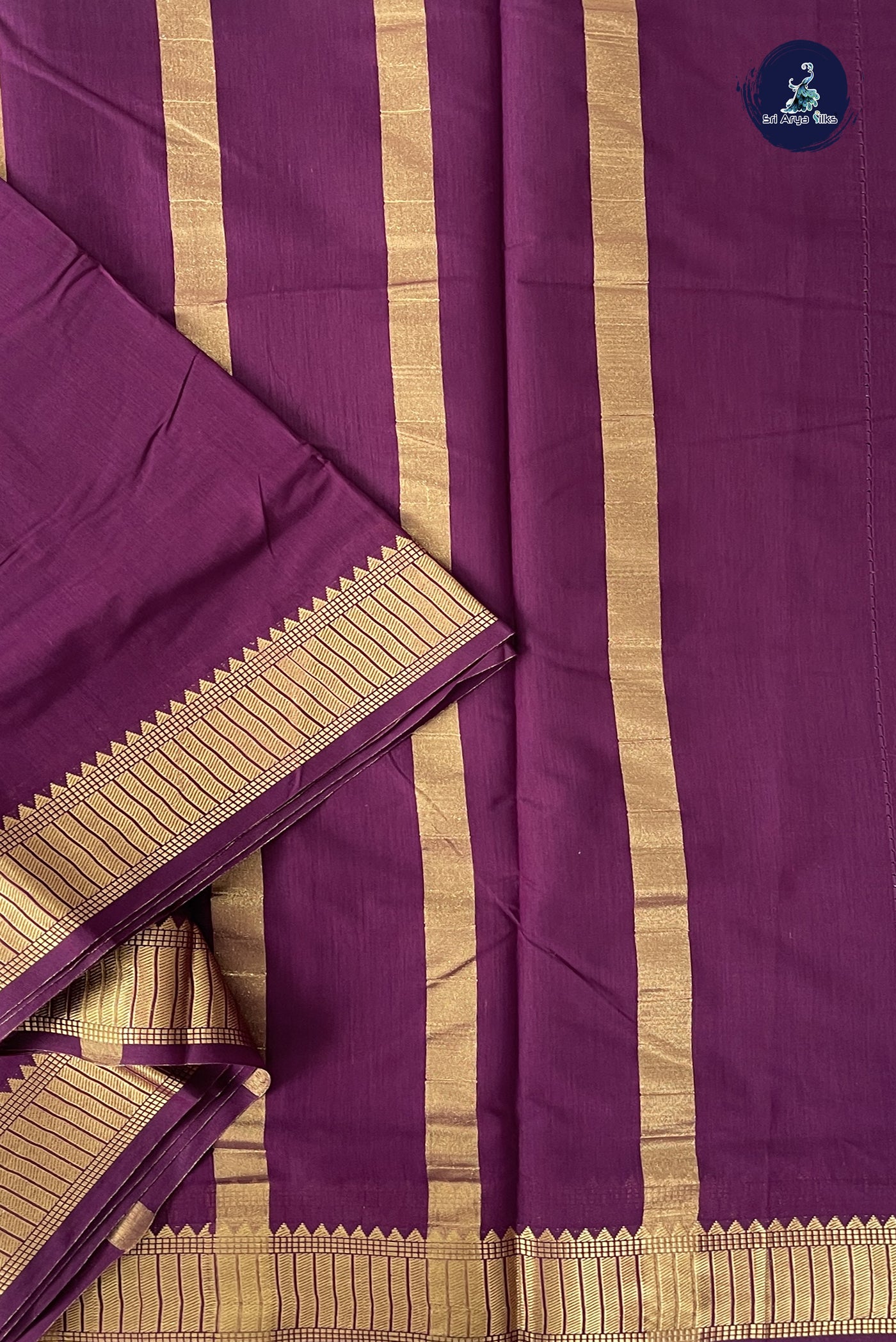 Burgundy Madisar Semi Silk Cotton Saree With Plain Pattern