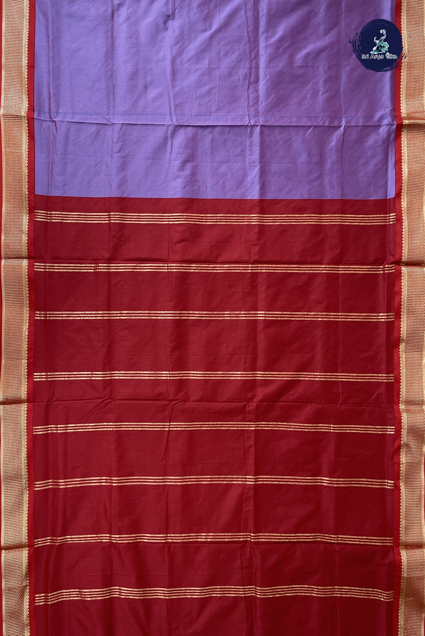 Lavender Madisar Semi Silk Saree With Plain Pattern