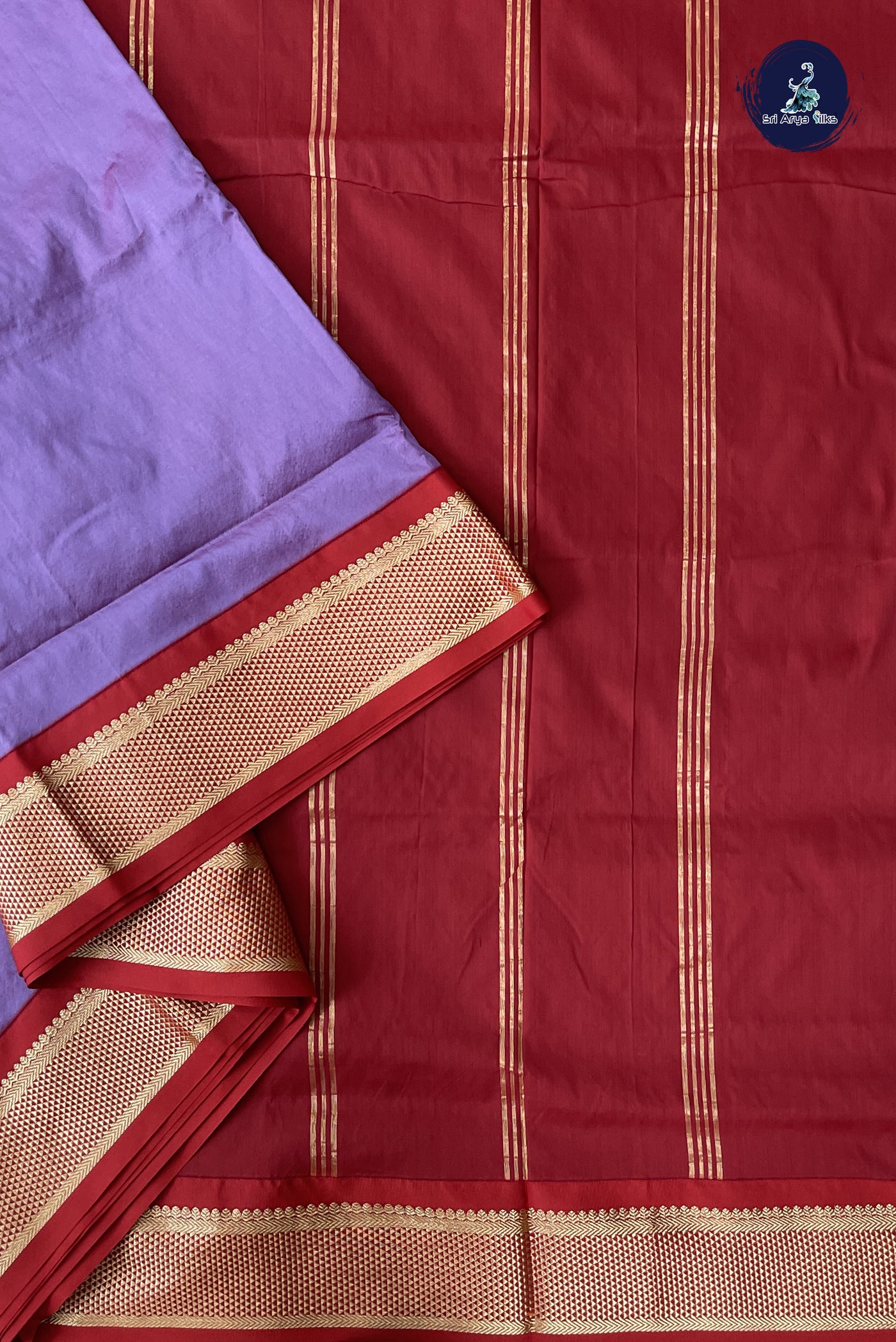 Lavender Madisar Semi Silk Saree With Plain Pattern