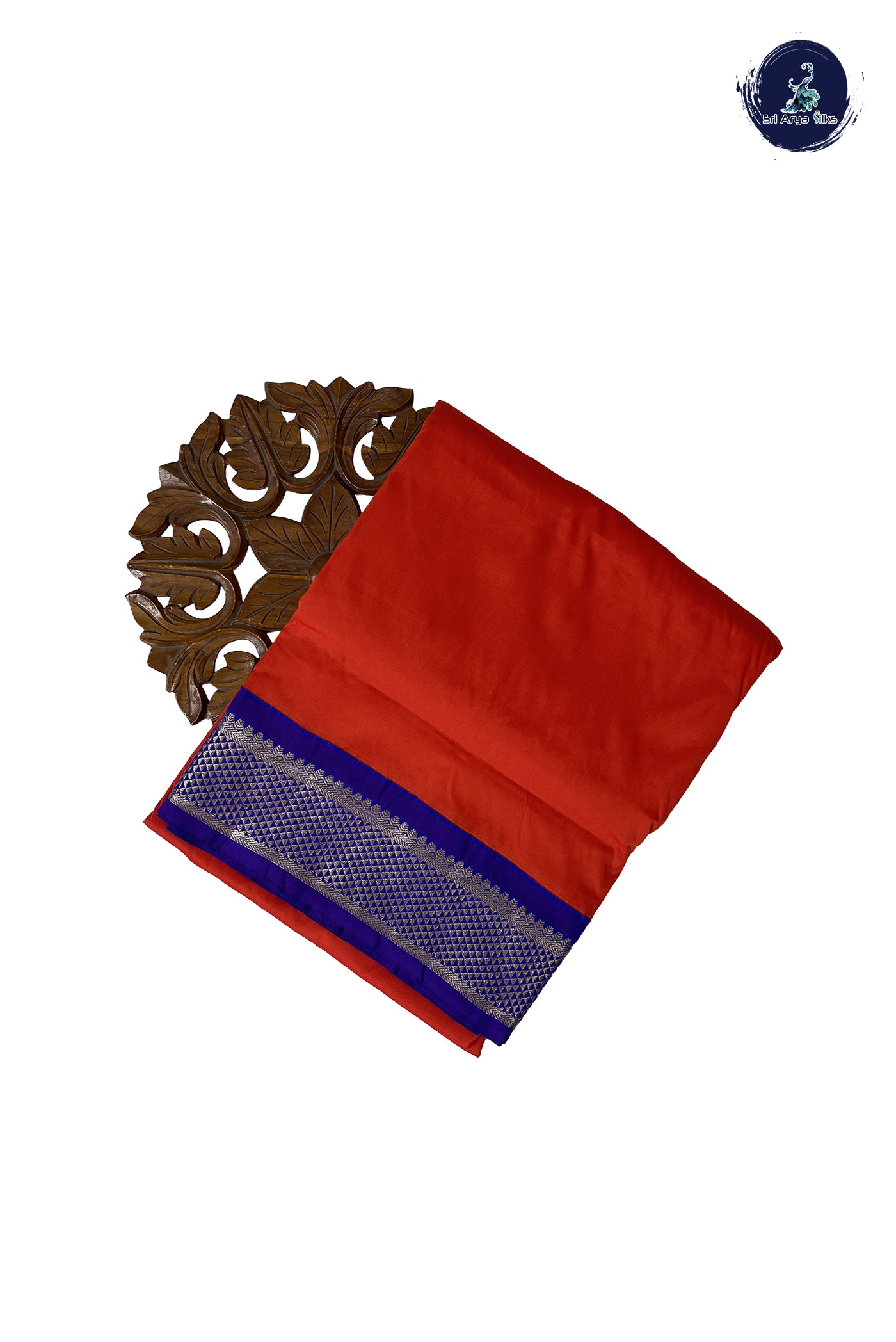 Orange Madisar Semi Silk Saree With Plain Pattern