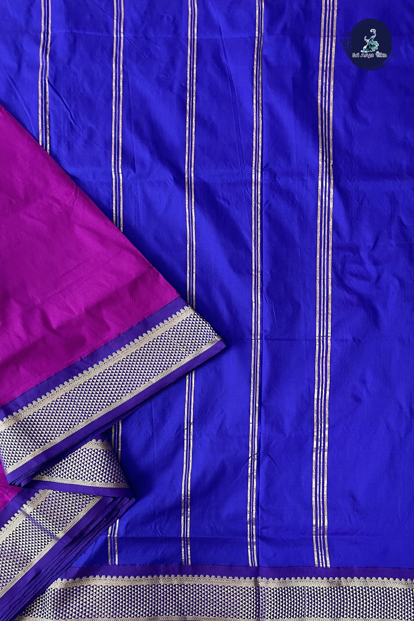 Purple Madisar Semi Silk Saree With Plain Pattern