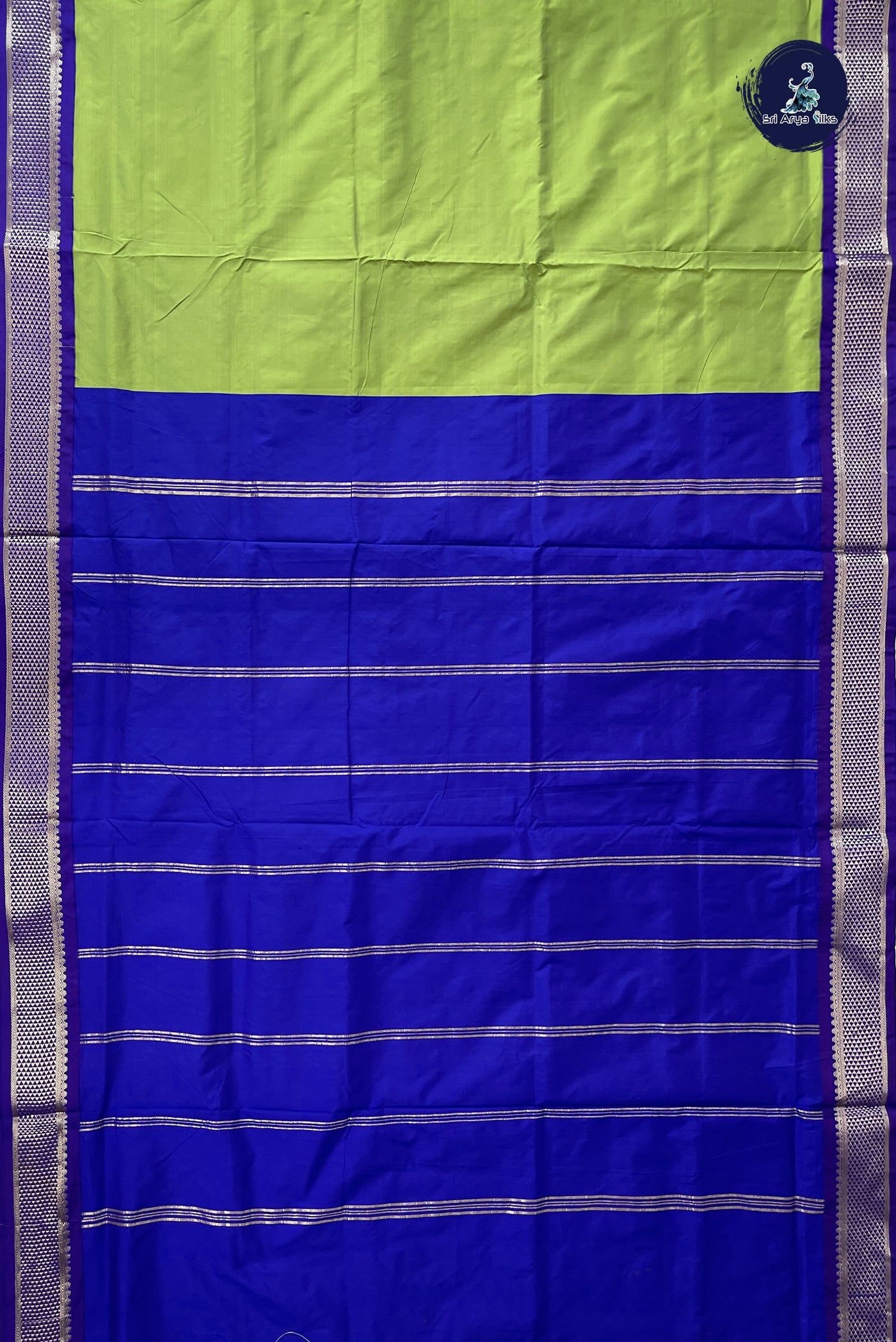 Light Green Madisar Semi Silk Saree With Plain Pattern